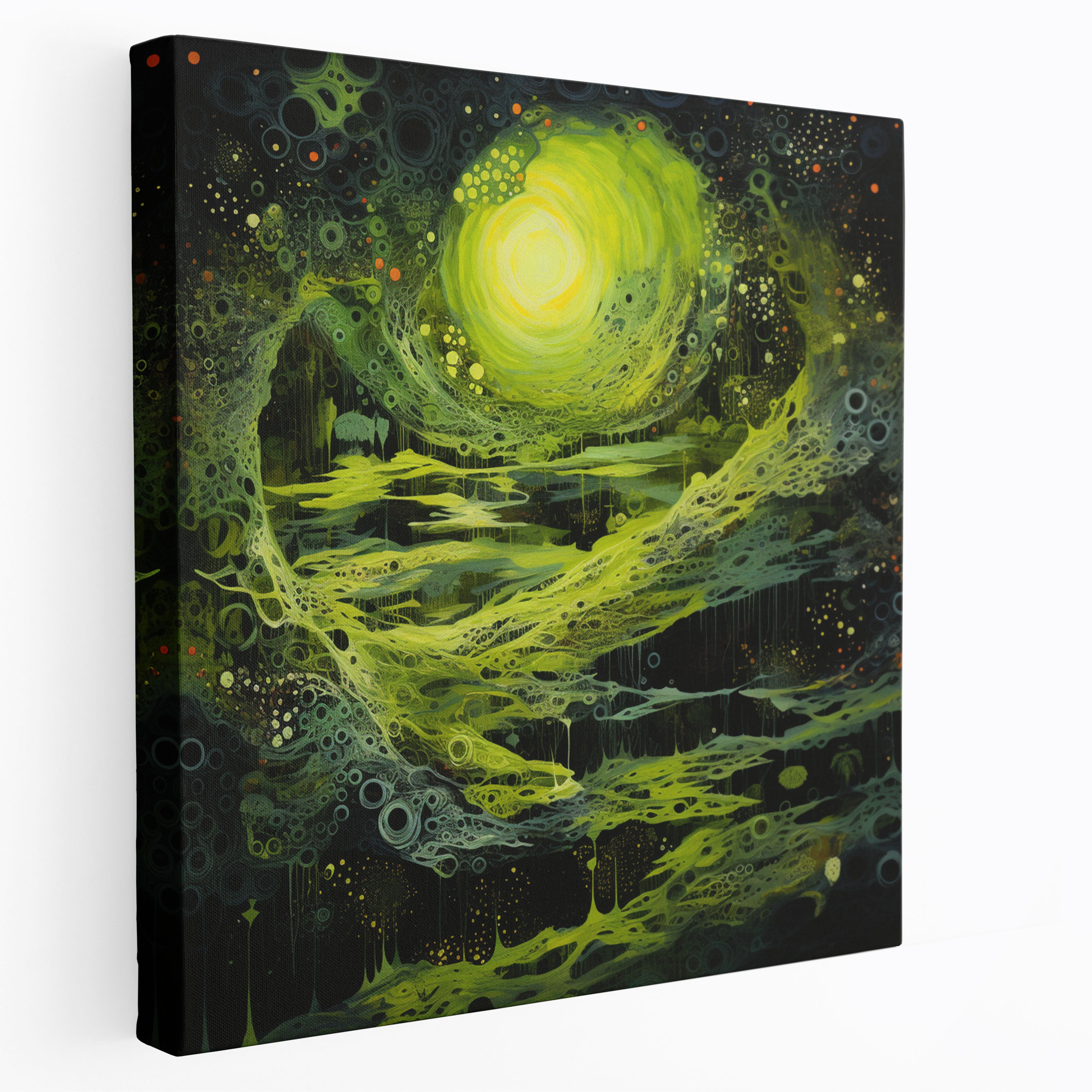 Abstract Moss Wall Decoration - Moss, Vibrant Green, Canvas, Canvas Wall Art
