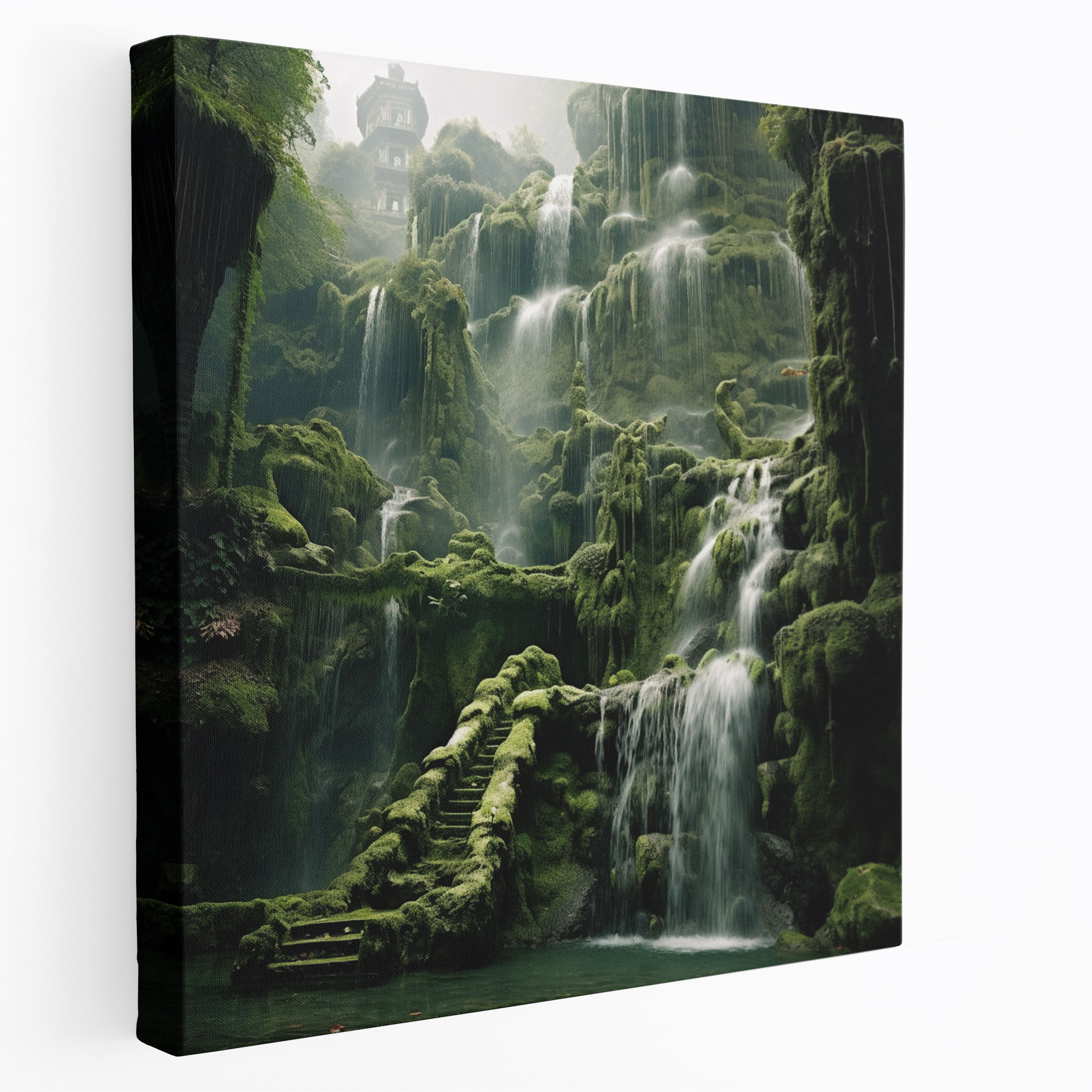 Moss Waterfall Canvas Print - Moss, Wall Decoration, Canvas Wall Art, Waterfall