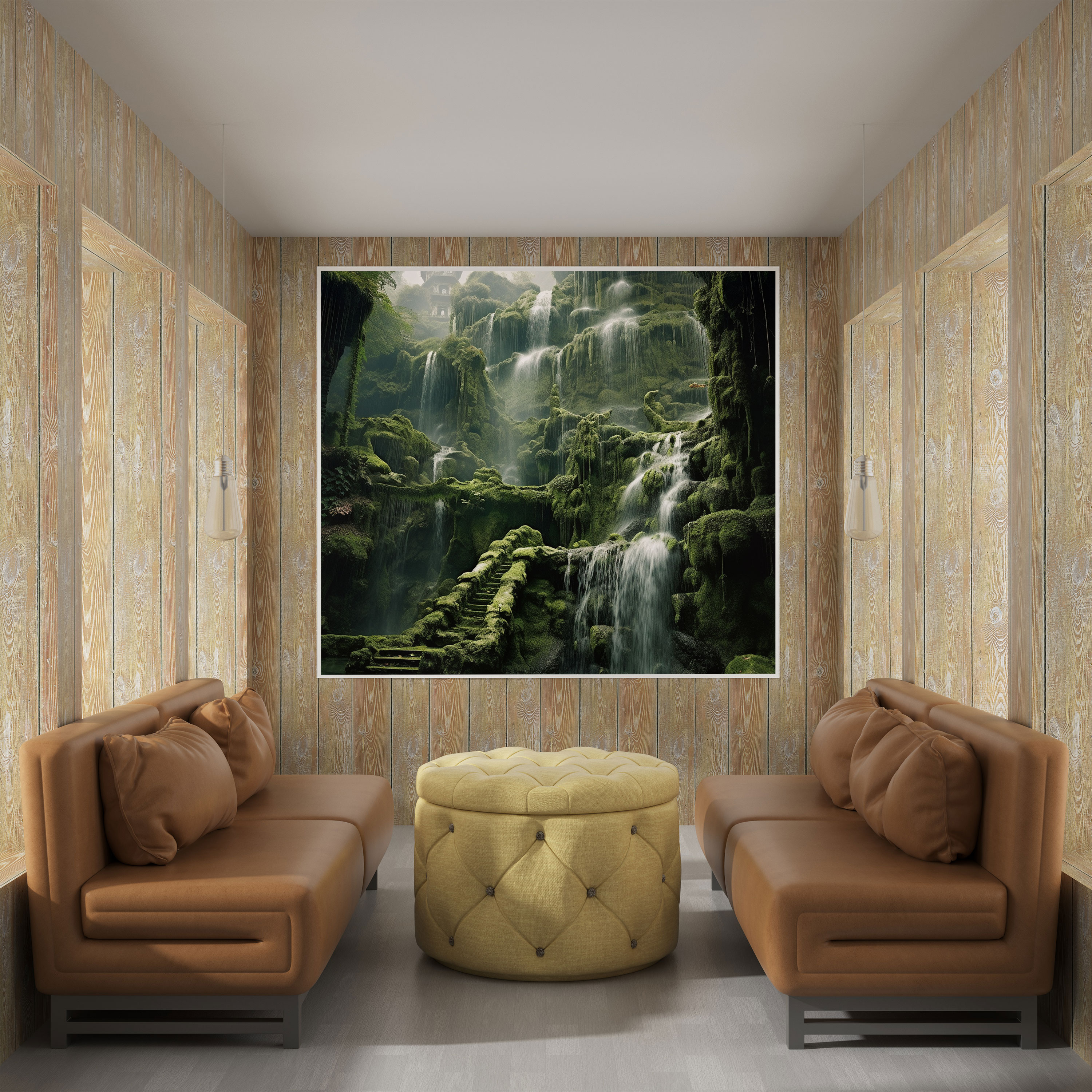 Moss Waterfall Canvas Print - Moss, Wall Decoration, Canvas Wall Art, Waterfall