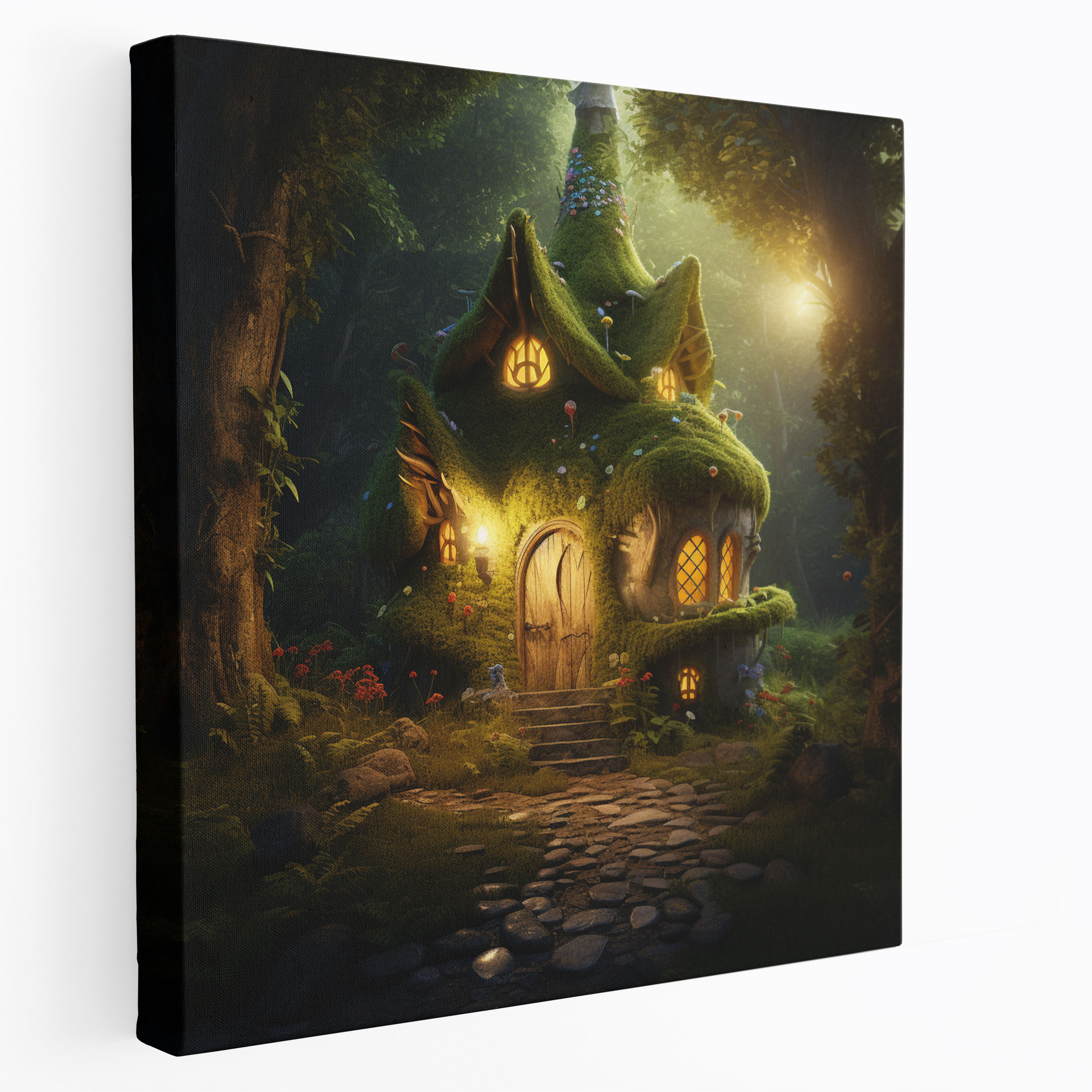 Moss Wall Art - Fairytale-Inspired Cottage Canvas Print - Moss, Moss Wall Art, Canvas, Home Decoration