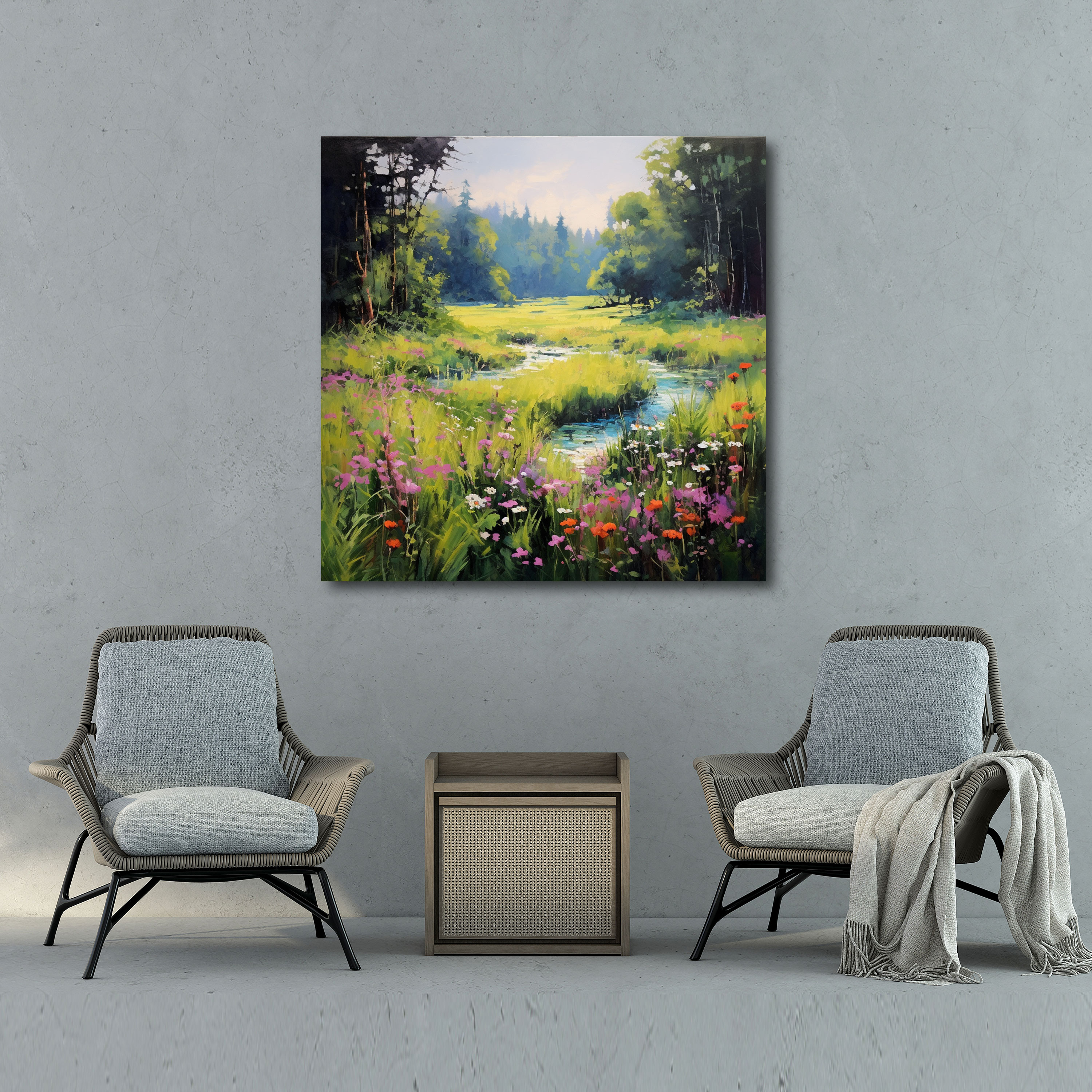 Moss Canvas Print - Lush Meadow Wall Art - Moss, Impressionist Oil Painting, Moss Canvas Print, Home Decoration