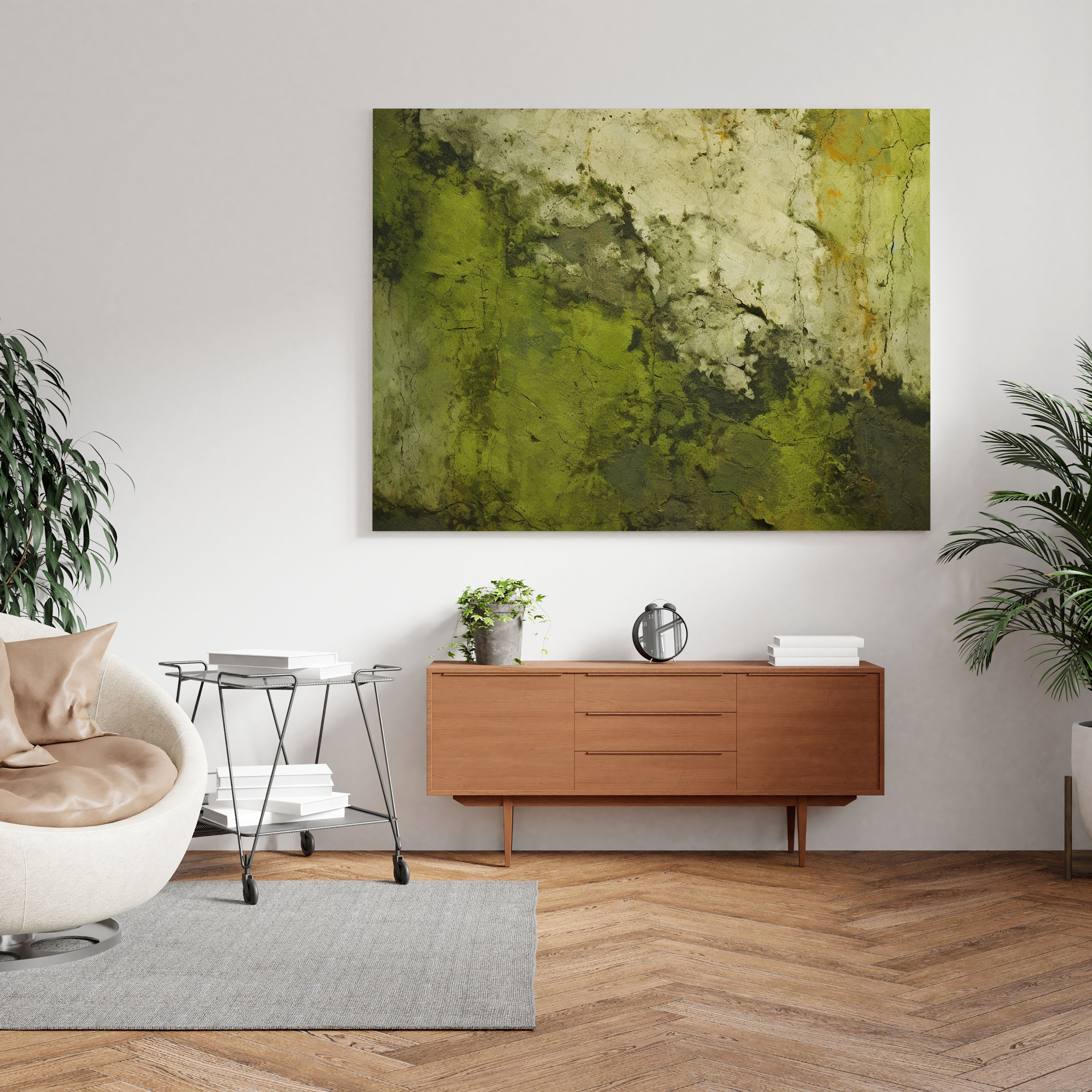 Moss Wall Art - Modern Abstract Canvas Print - Moss, Moss Canvas Print, Moss Wall Decoration, Textured Moss Patterns