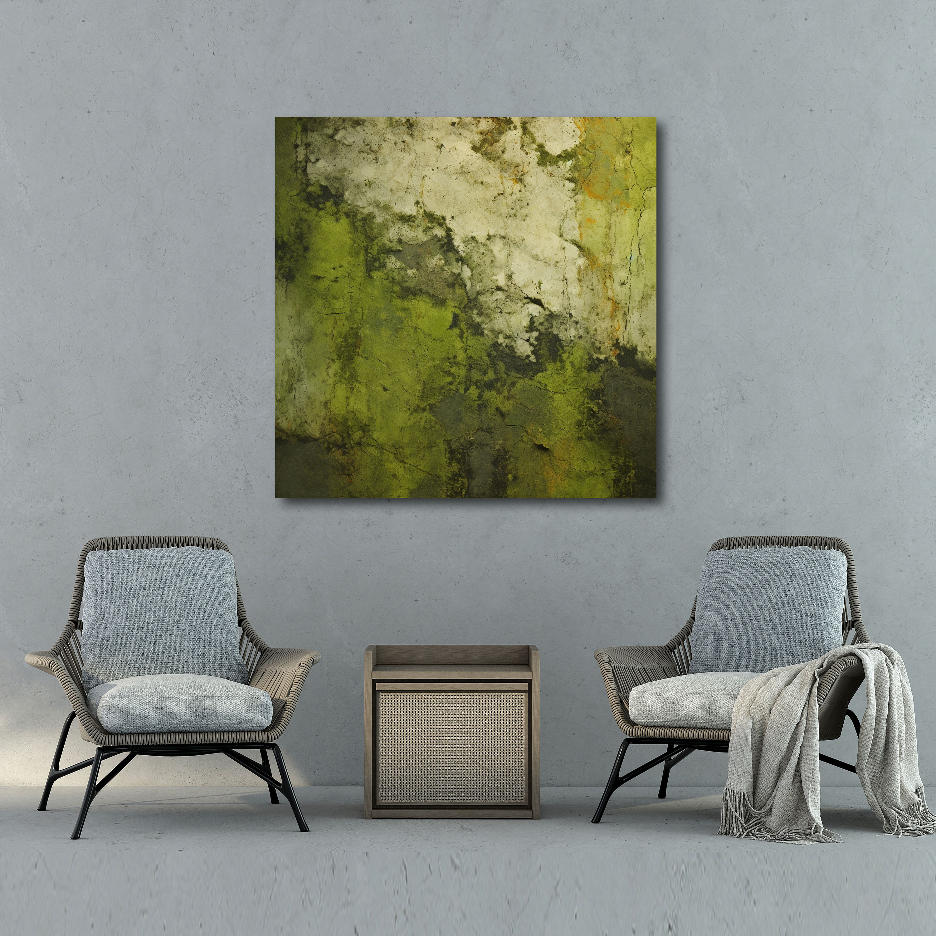 Moss Wall Art - Modern Abstract Canvas Print - Moss, Moss Canvas Print, Moss Wall Decoration, Textured Moss Patterns