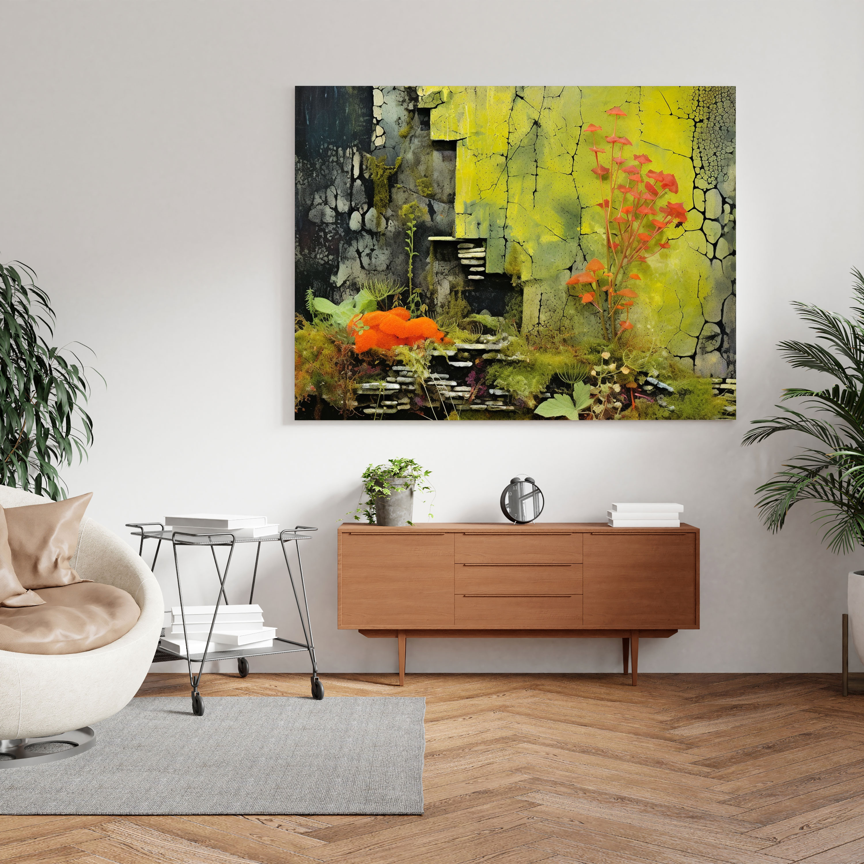 Moss Wall Art - Mixed Media Collage Canvas Print - Moss, Canvas Wall Art, Moss Wall Art, Canvas