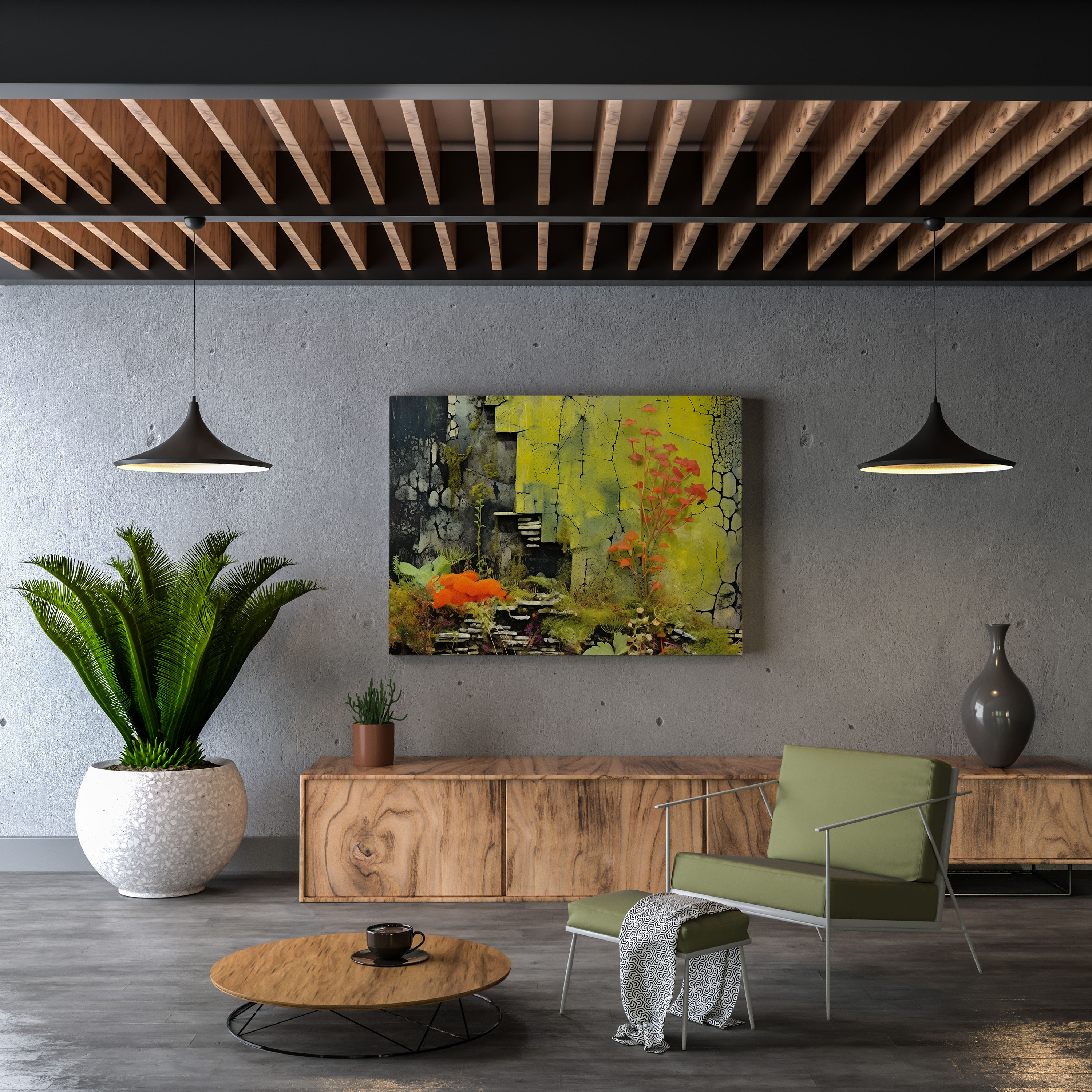 Moss Wall Art - Mixed Media Collage Canvas Print - Moss, Canvas Wall Art, Moss Wall Art, Canvas