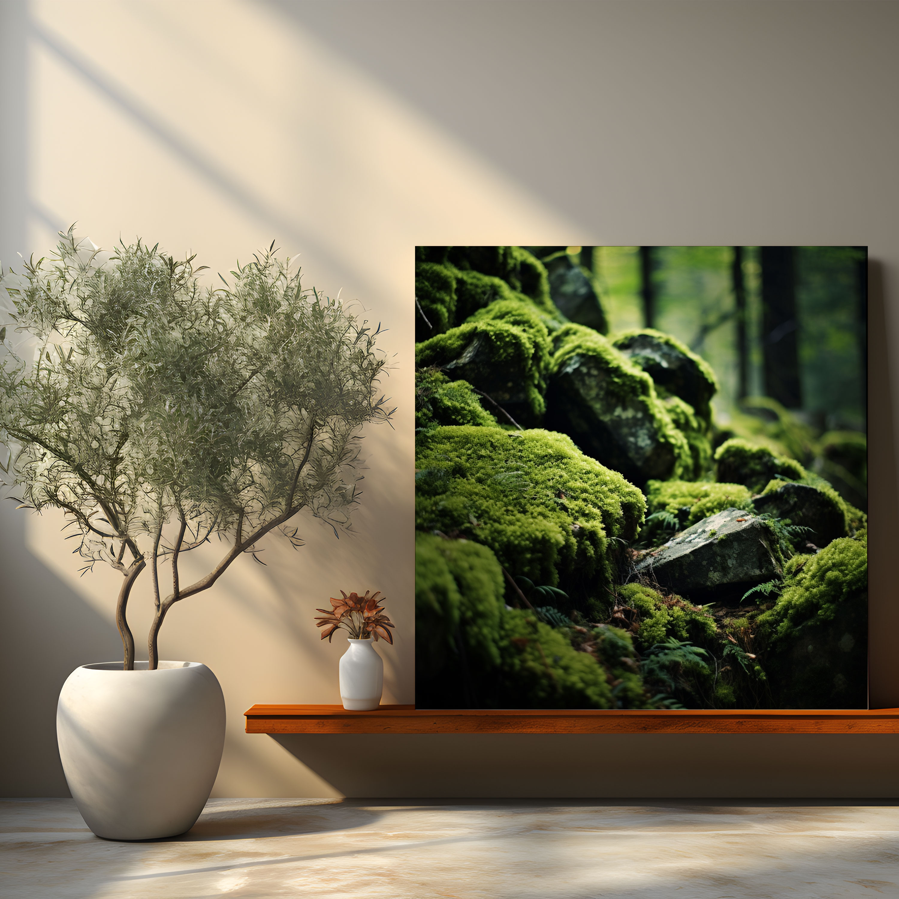 Moss Canvas Print - Vintage Forest Rocks Wall Art - Moss, Vintage-Inspired Photograph, Home Decoration, Moss Canvas Print