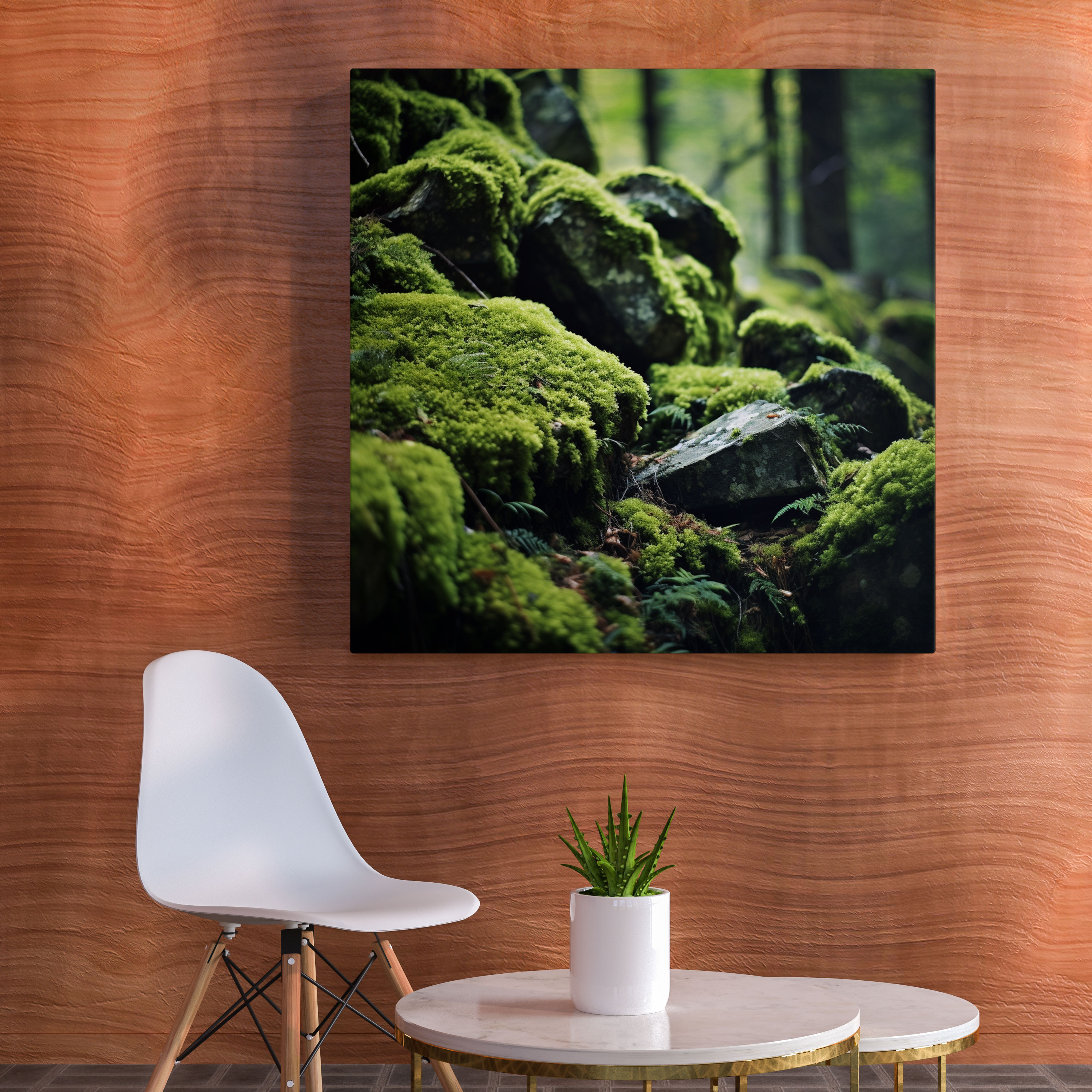 Moss Canvas Print - Vintage Forest Rocks Wall Art - Moss, Vintage-Inspired Photograph, Home Decoration, Moss Canvas Print
