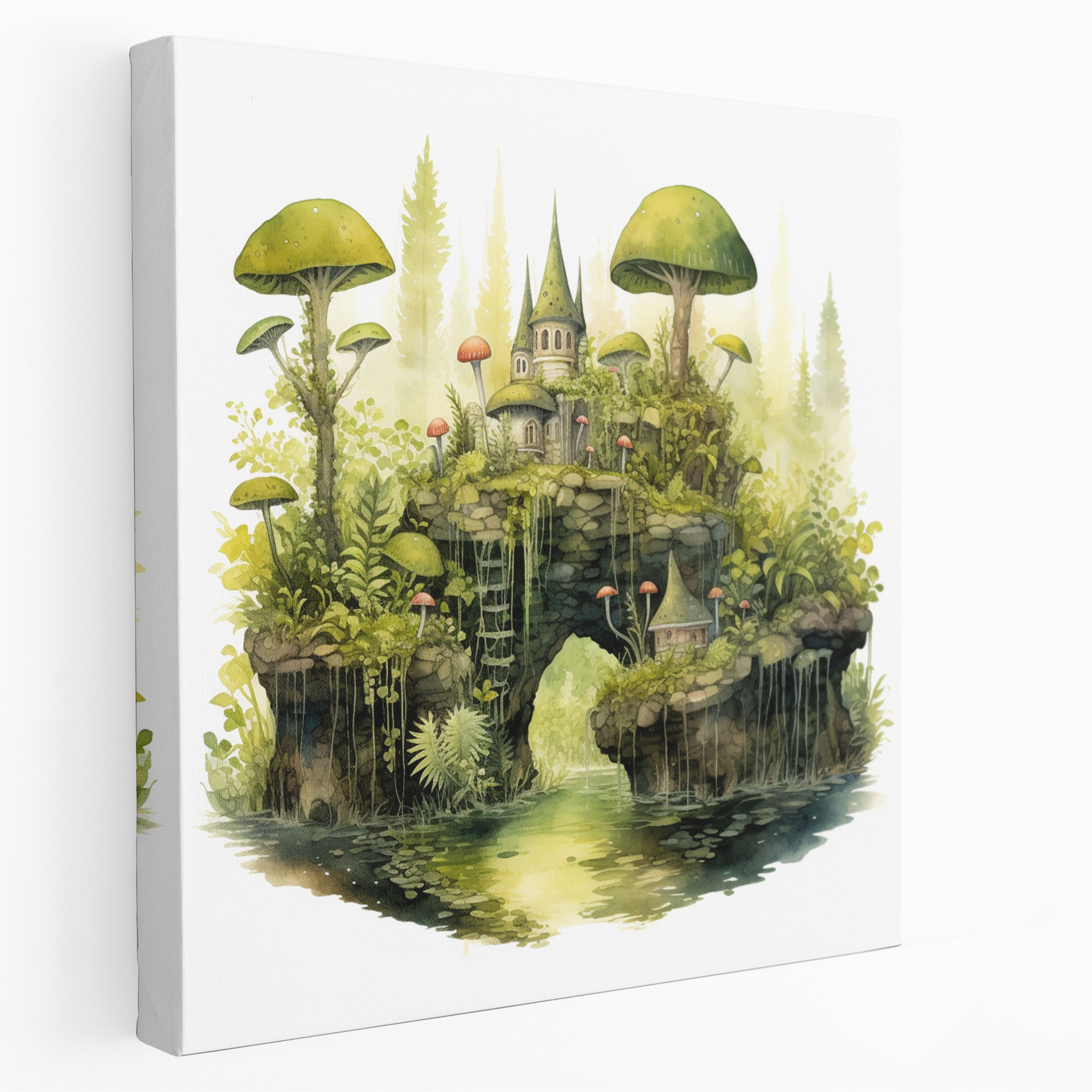 Moss Wall Art - Whimsical Fairy Garden Canvas Print - Moss, Moss Canvas Print, Canvas, Moss Wall Art