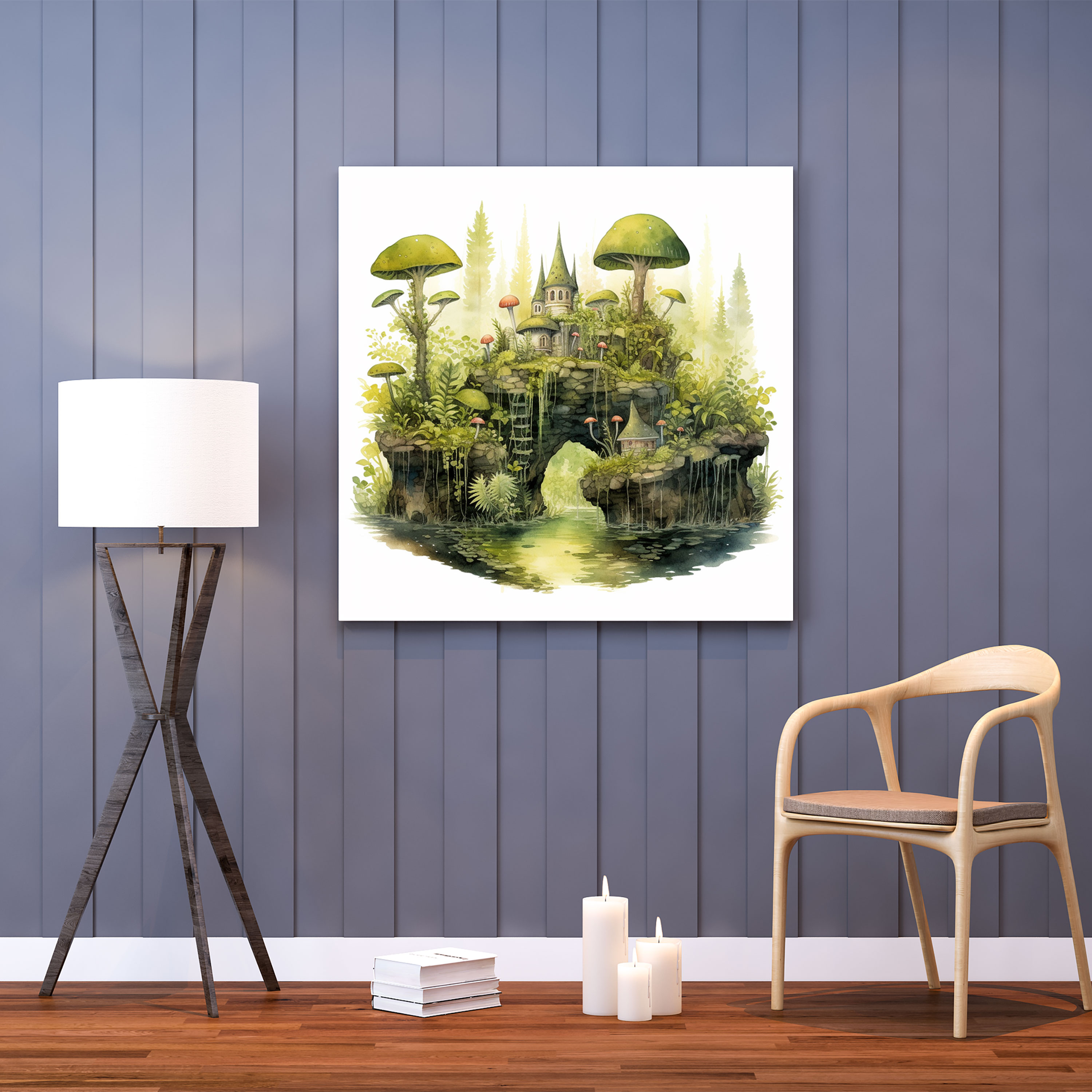 Moss Wall Art - Whimsical Fairy Garden Canvas Print - Moss, Moss Canvas Print, Canvas, Moss Wall Art