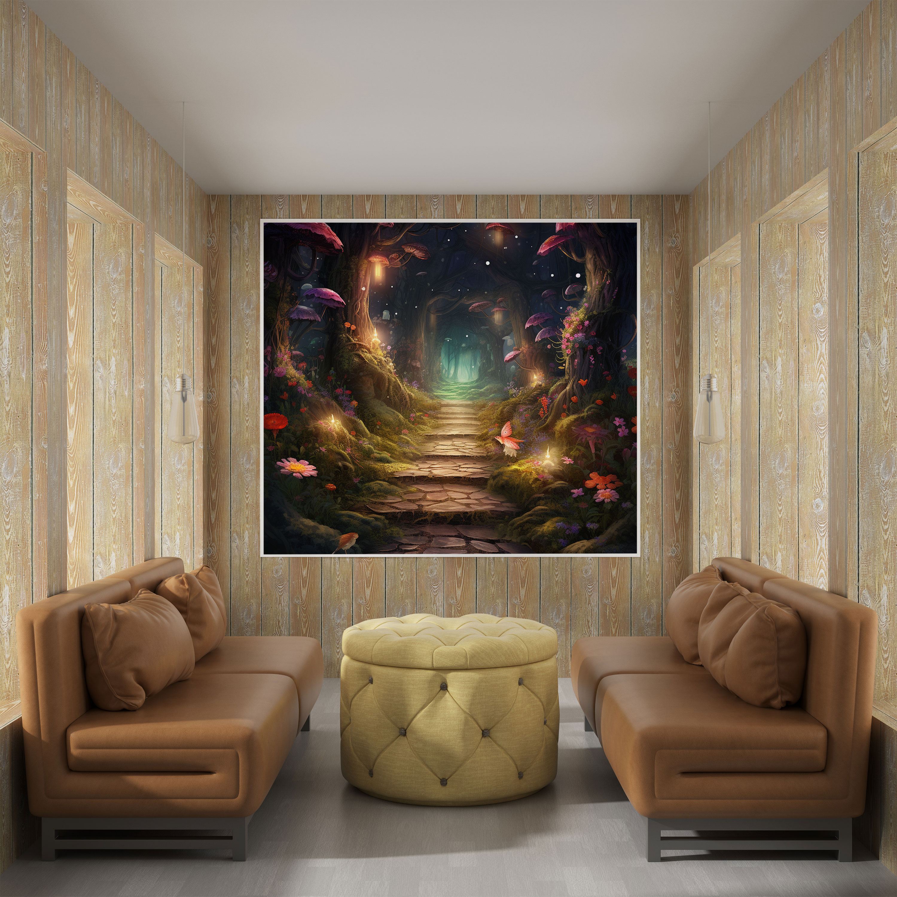 Whimsical Pathway Wall Decoration - Moss, Wall Decoration, Wall Art, Canvas Wall Art