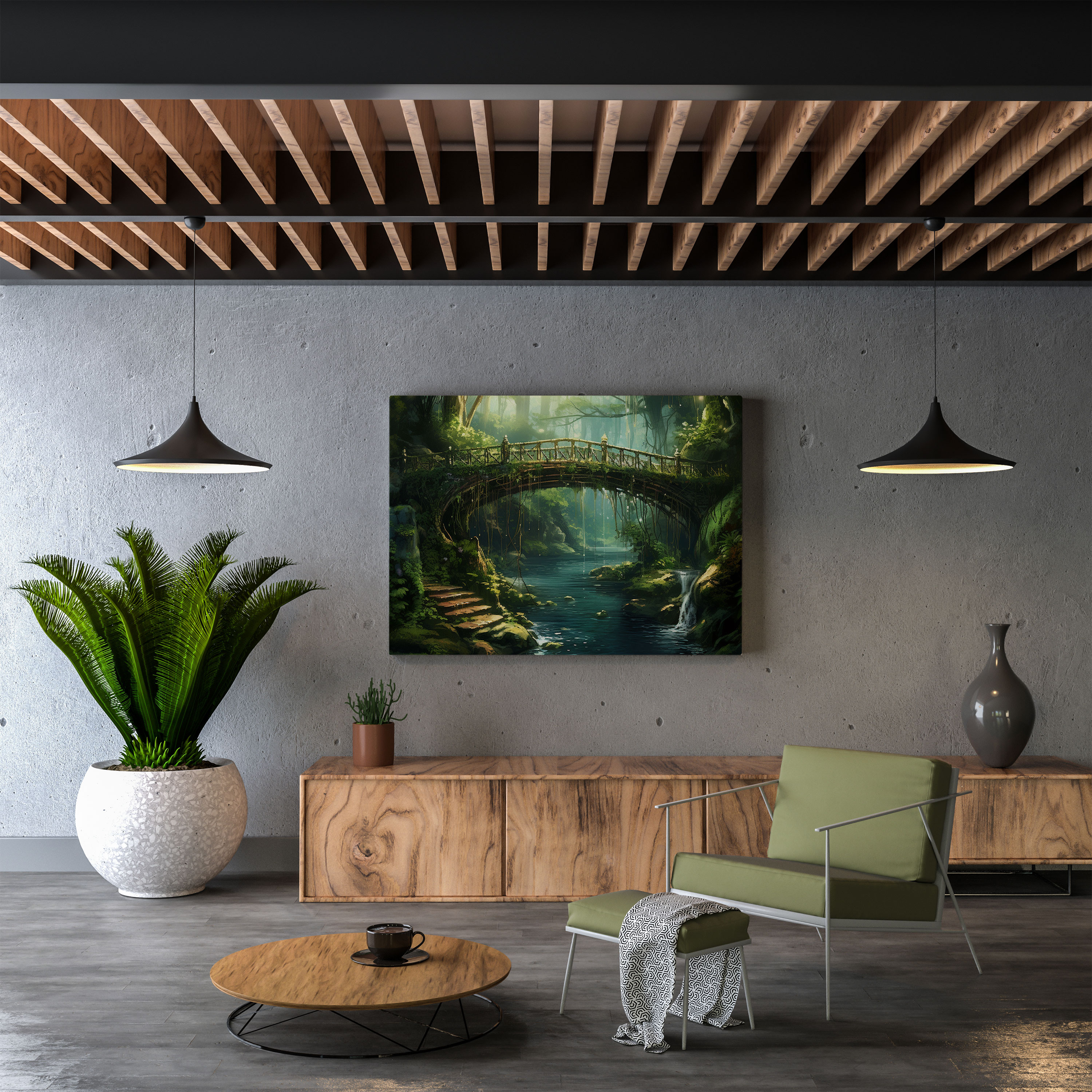Mystical Mossy Bridge Canvas Print - Moss, Moss, Mystical Bridge, Wall Art