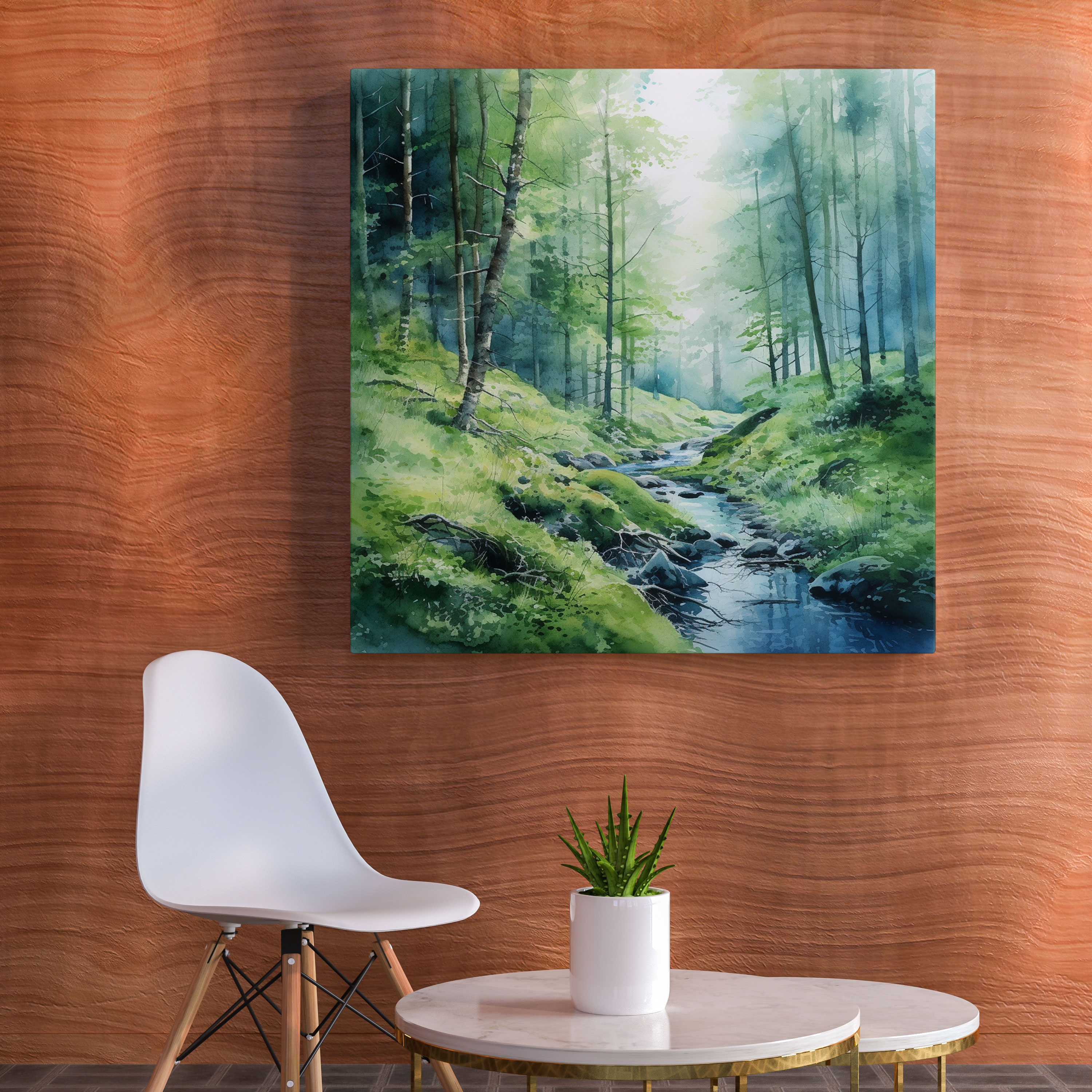 Moss Canvas Print - Serene Moss-Covered Forest Wall Art - Moss, Nature-Inspired Canvas, Serene Forest, Artistic Watercolor Painting