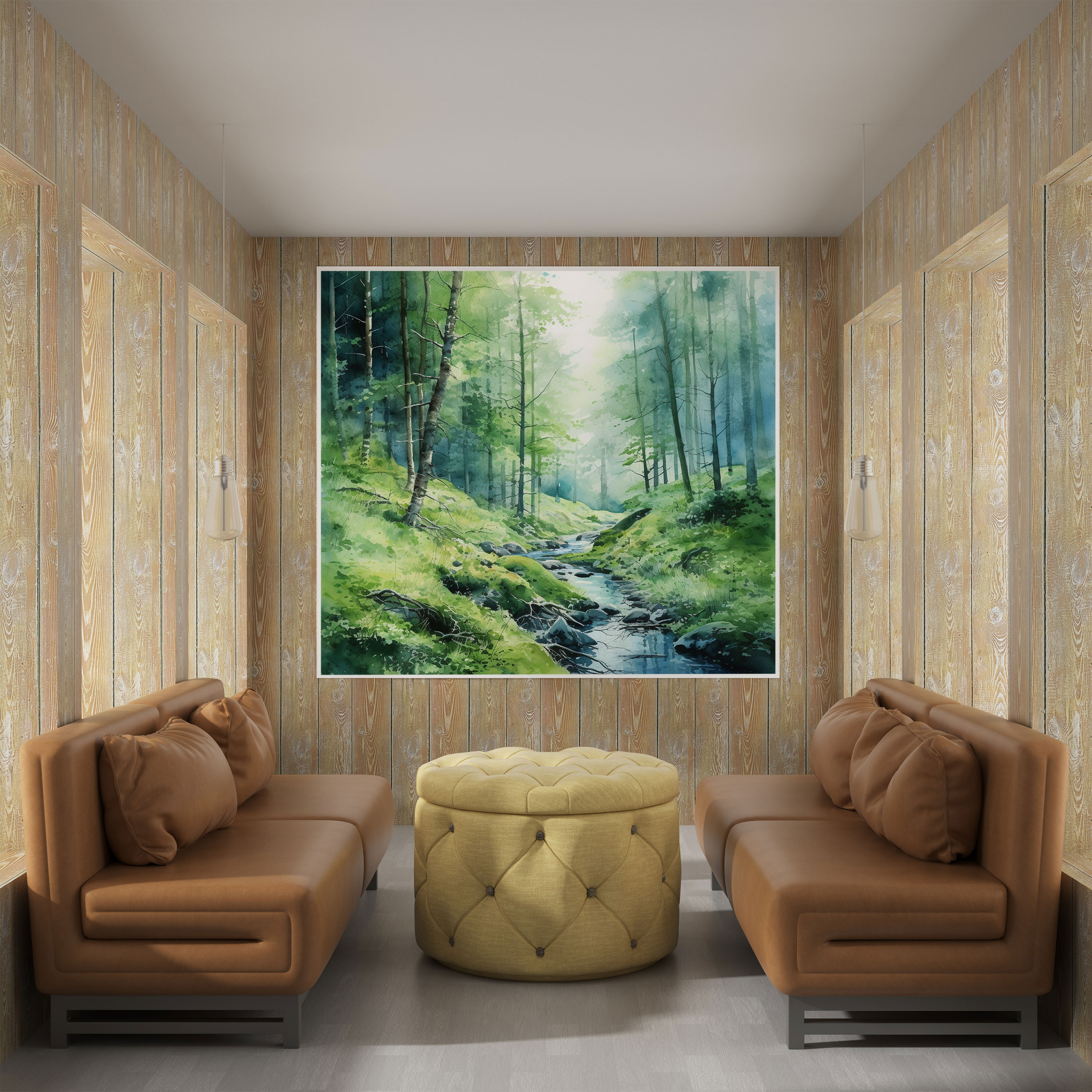 Moss Canvas Print - Serene Moss-Covered Forest Wall Art - Moss, Nature-Inspired Canvas, Serene Forest, Artistic Watercolor Painting