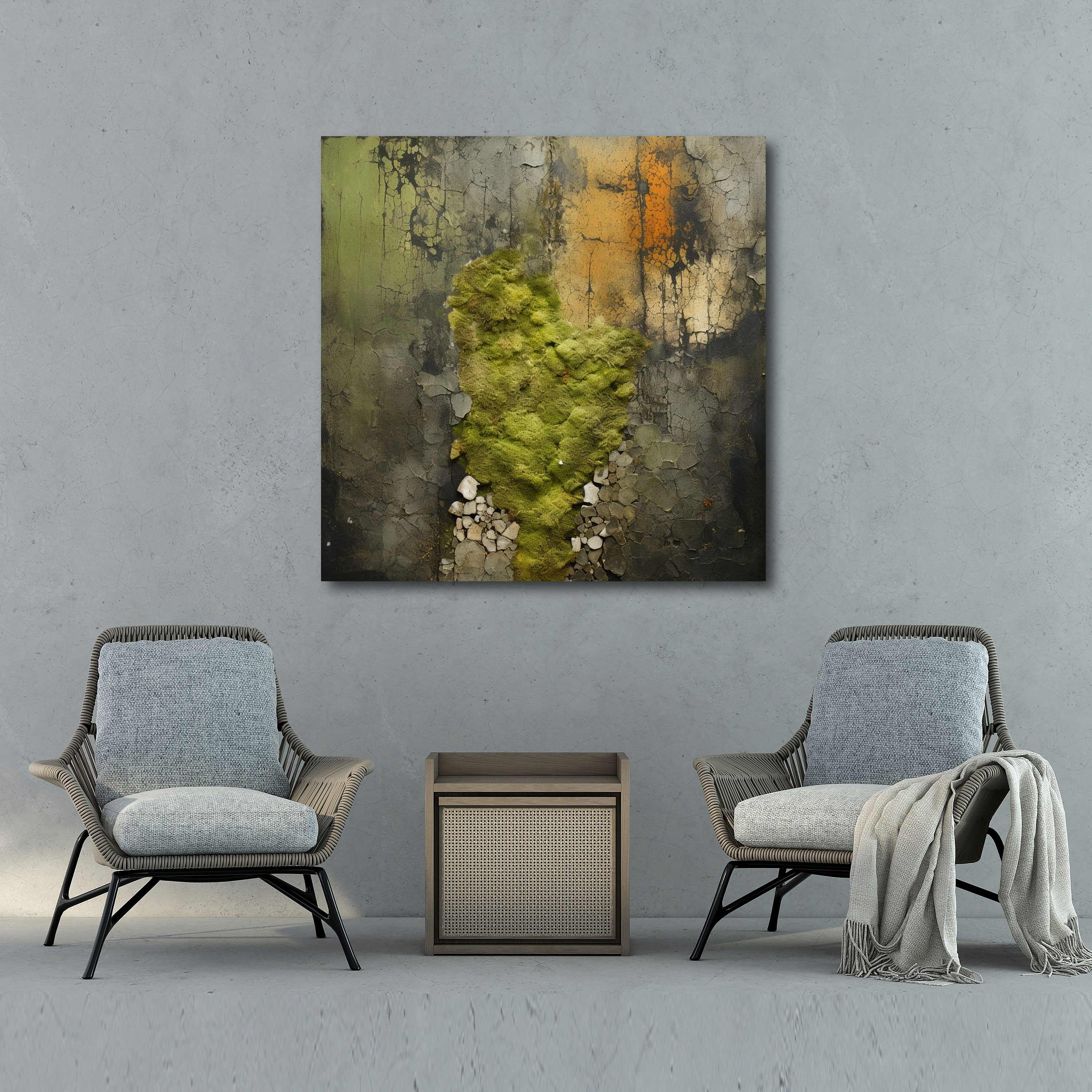 Moss Canvas Print - Abstract Mixed Media Art Wall Decor - Moss, Moss Canvas Print, Home Decoration, Layered Moss