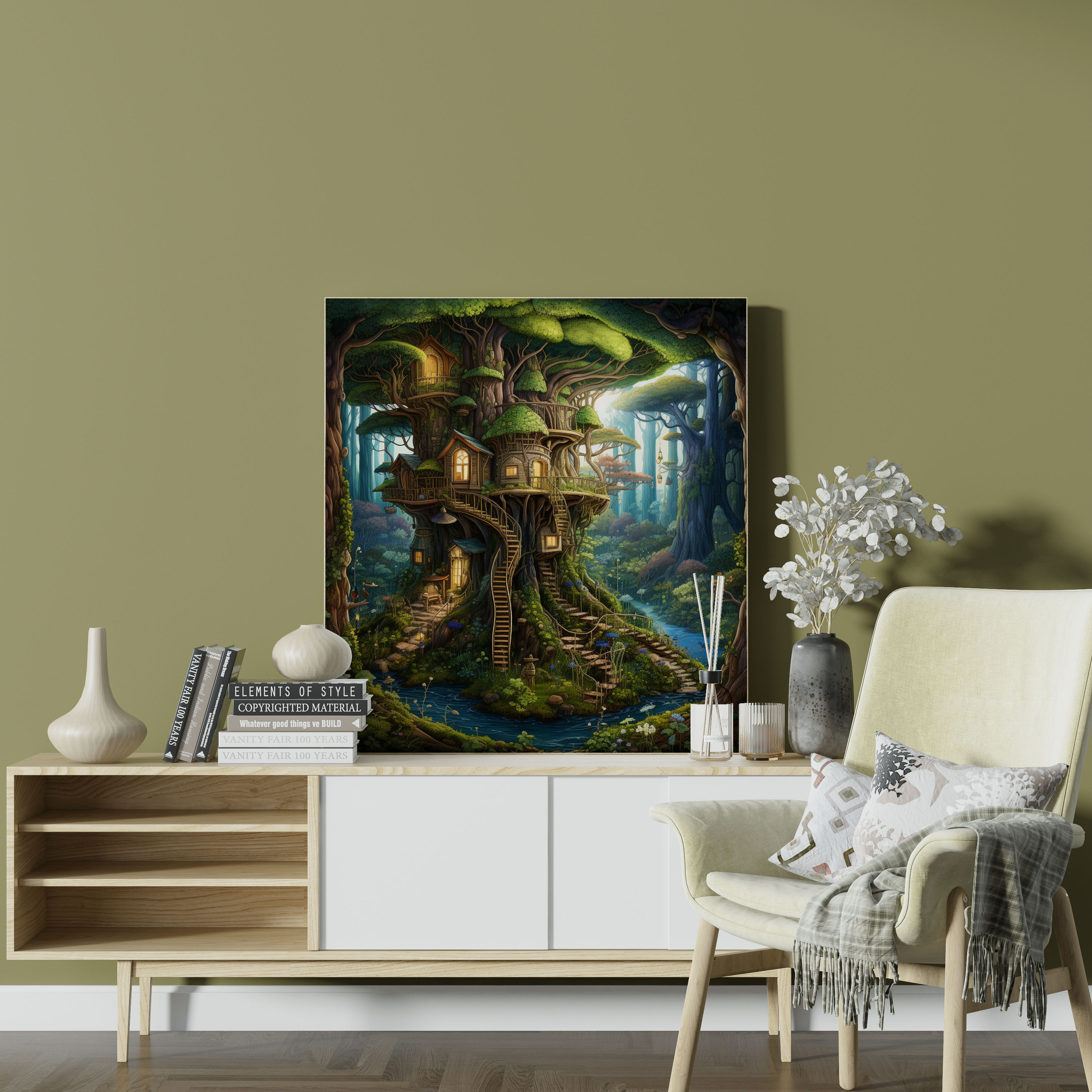 Moss Wall Art - Whimsical Illustration Canvas Print - Moss, Moss Wall Art, Vibrant Colors, Fairytale Canvas