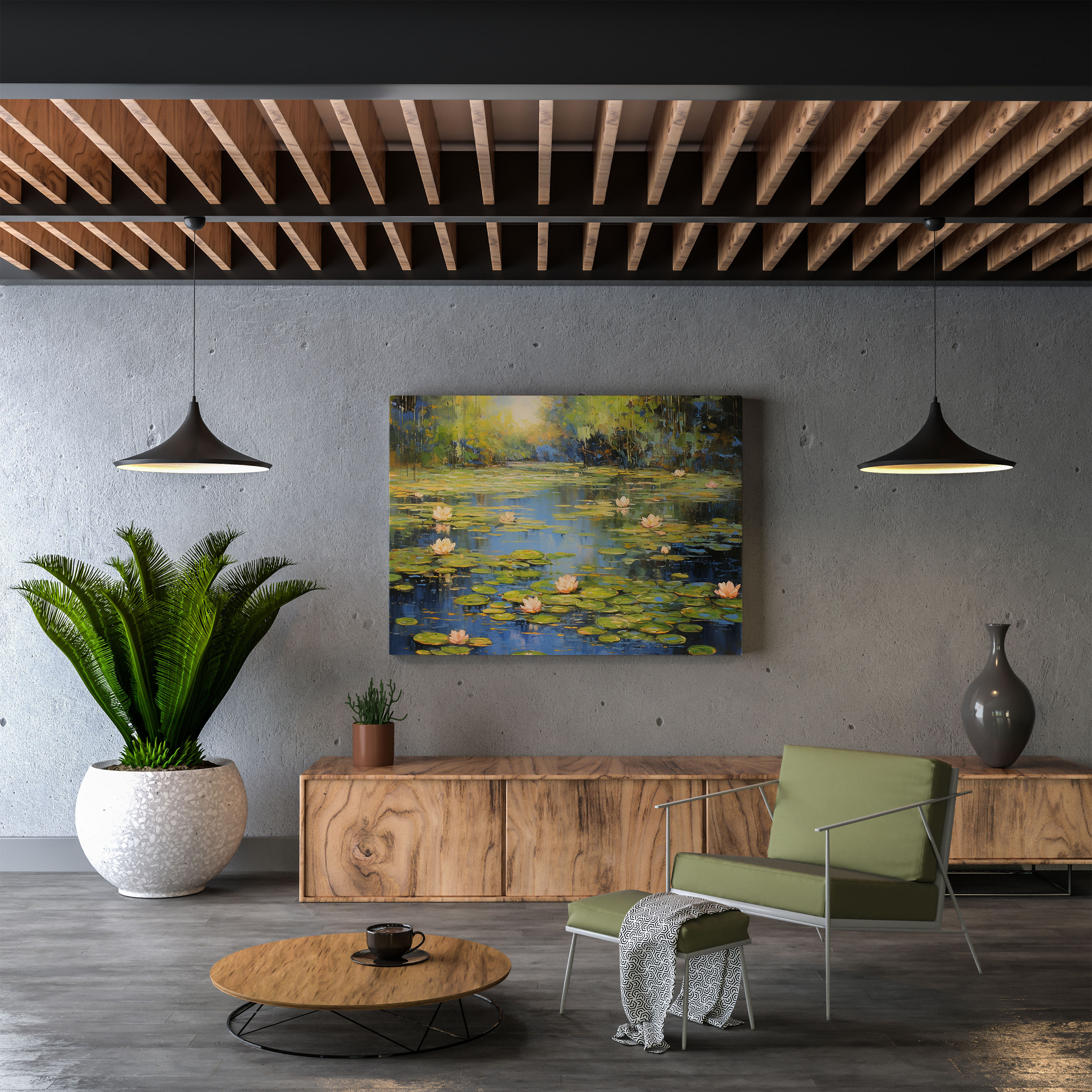 Moss Canvas Print - Impressionist Pond Wall Art - Moss, Tranquil Canvas, Wall Art, Moss Canvas Print