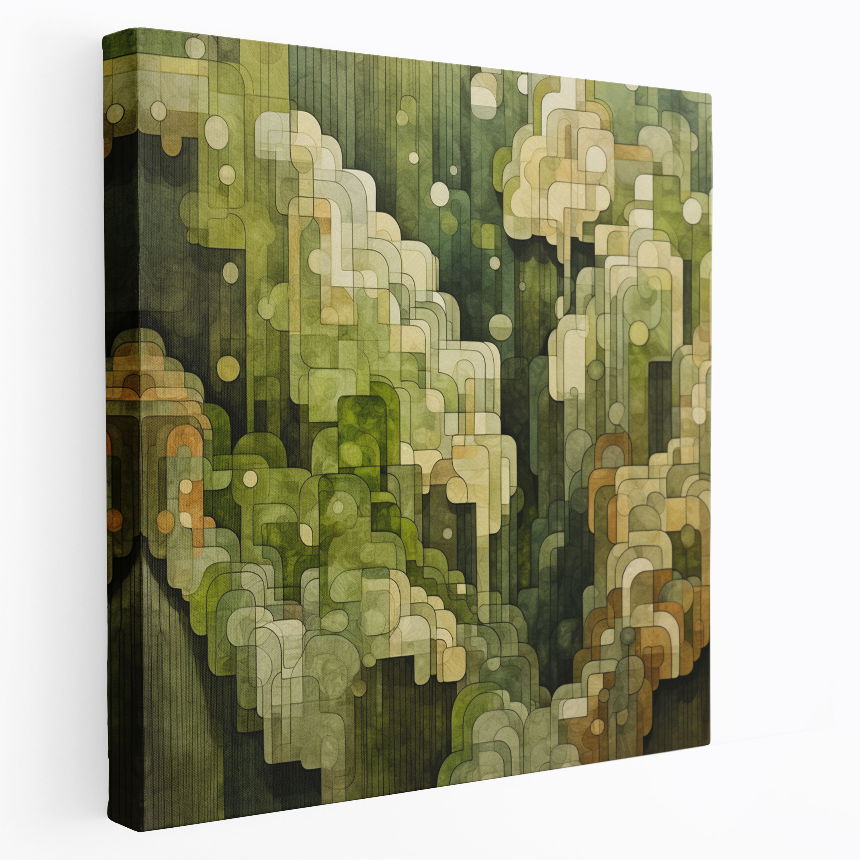 Moss Wall Decor - Geometric Abstract Canvas Print - Moss, Geometric Abstract Artwork, Contemporary Wall Decor, Moss Formations