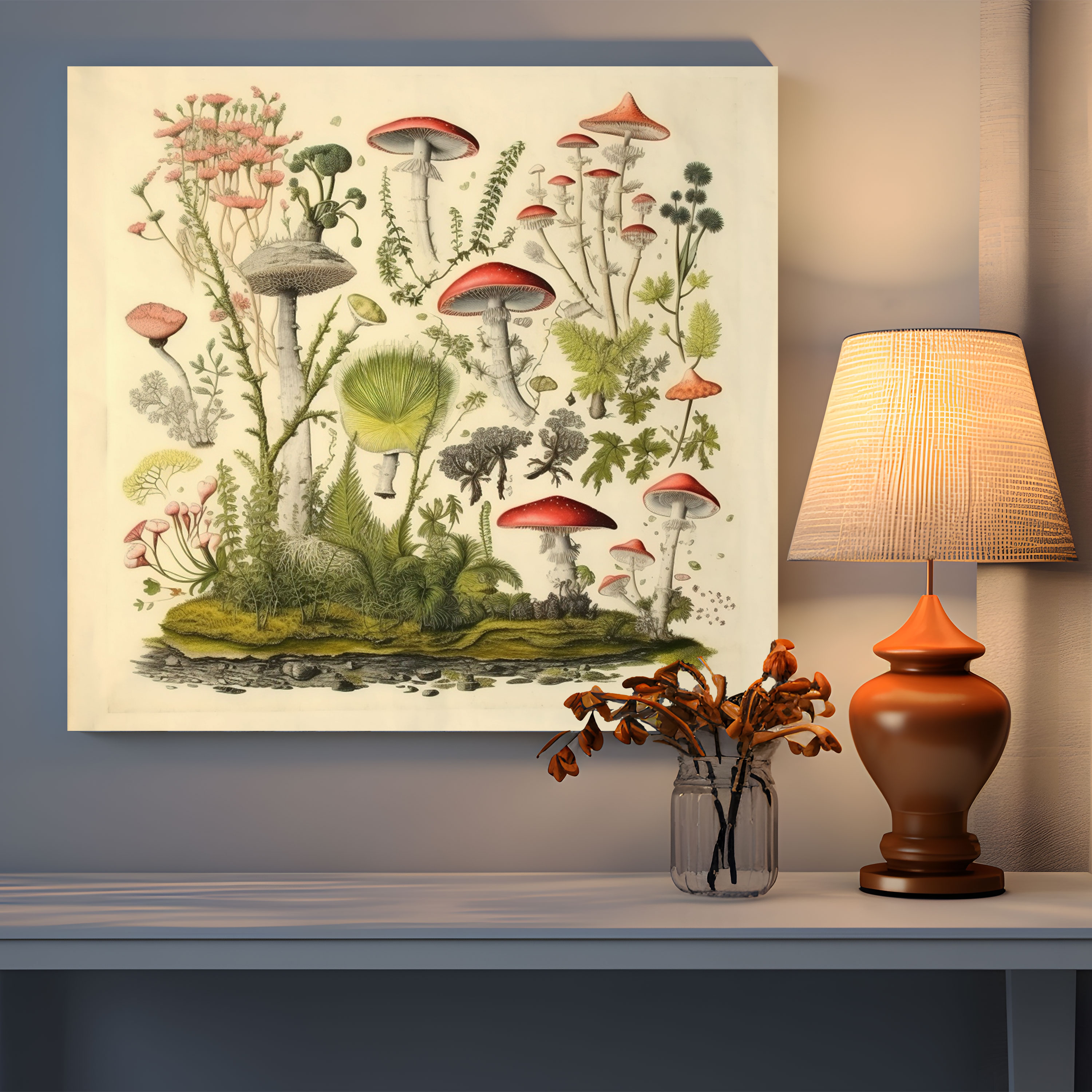 Moss Wall Art - Vintage Botanical Plate Canvas Print - Moss, Moss Wall Art, Canvas Print, Vintage Botanical Plate
