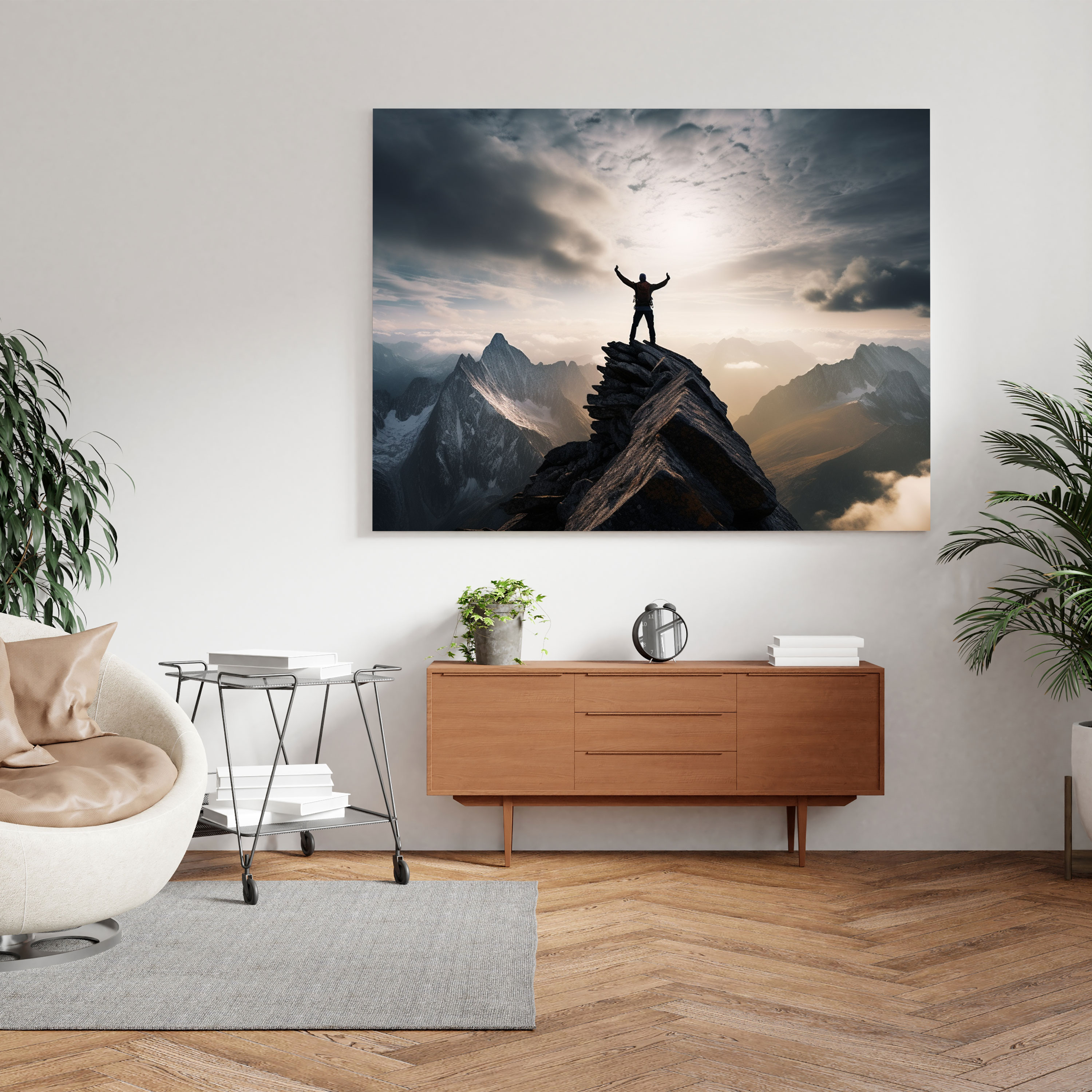 Motivational Canvas Print: Summit Success - Motivational, Mountain Photograph, Canvas, Home Decoration