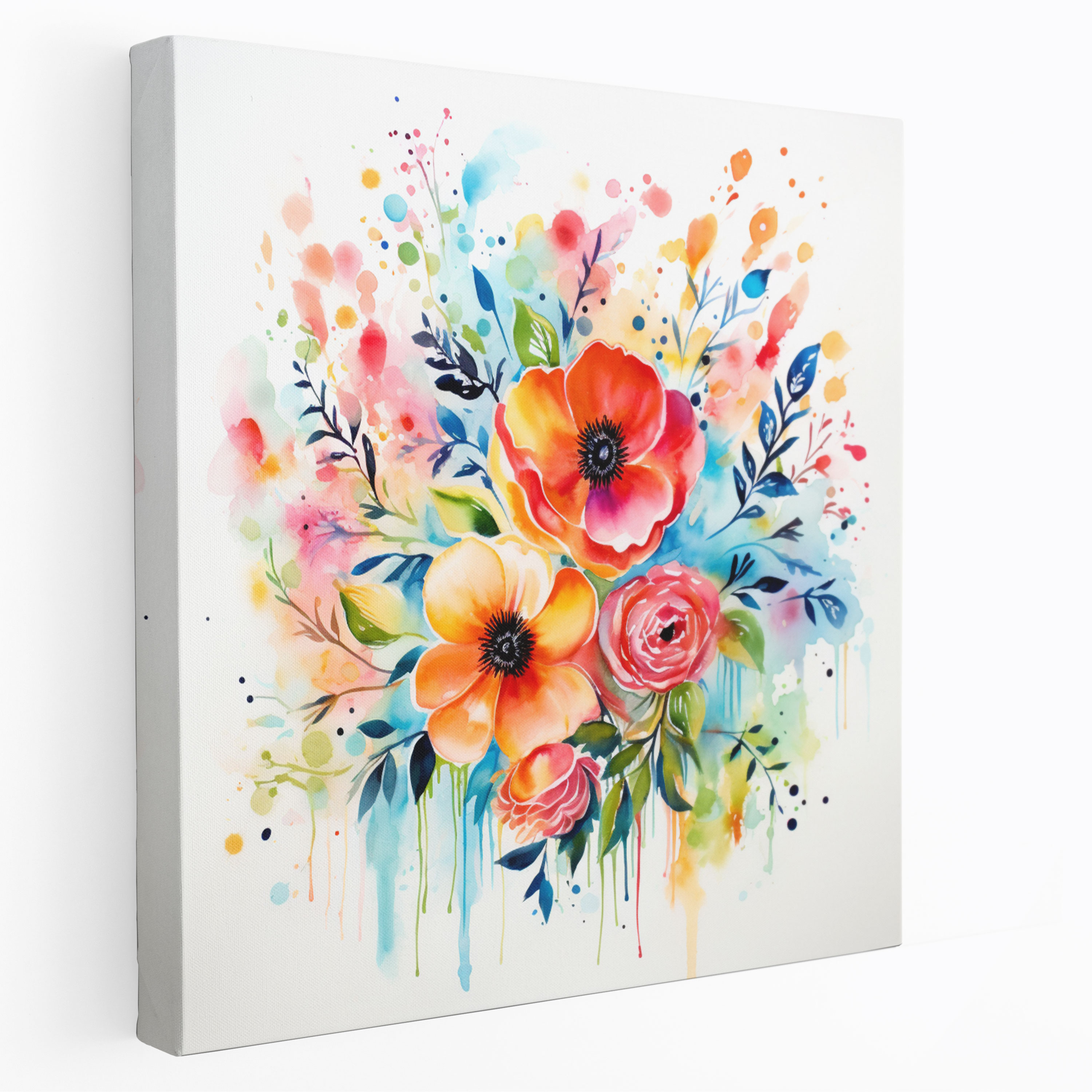 Motivational Canvas Print - Bold Calligraphy Watercolor Flowers - Motivational, Watercolor Flowers, Home Decoration, Wall Art