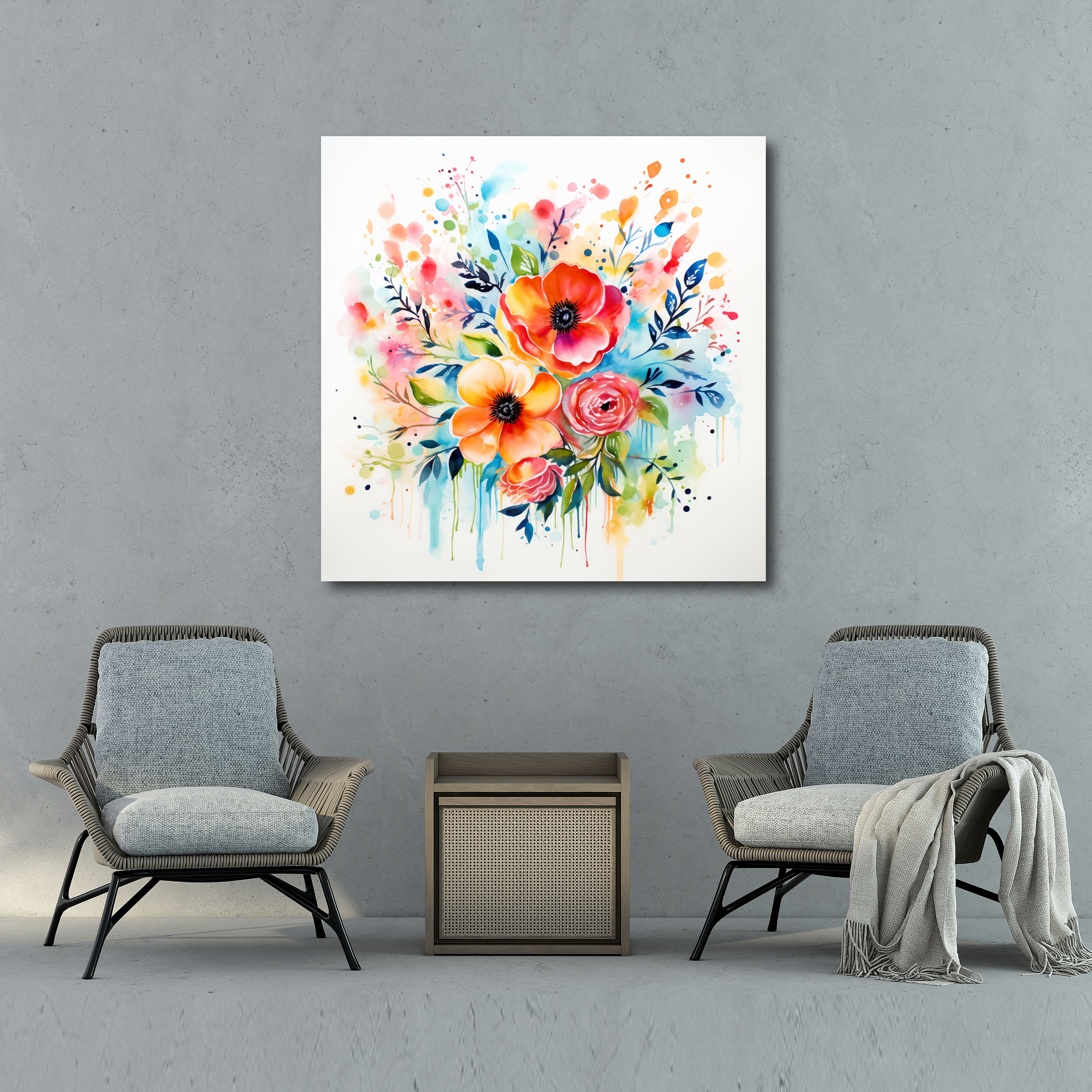 Motivational Canvas Print - Bold Calligraphy Watercolor Flowers - Motivational, Watercolor Flowers, Home Decoration, Wall Art