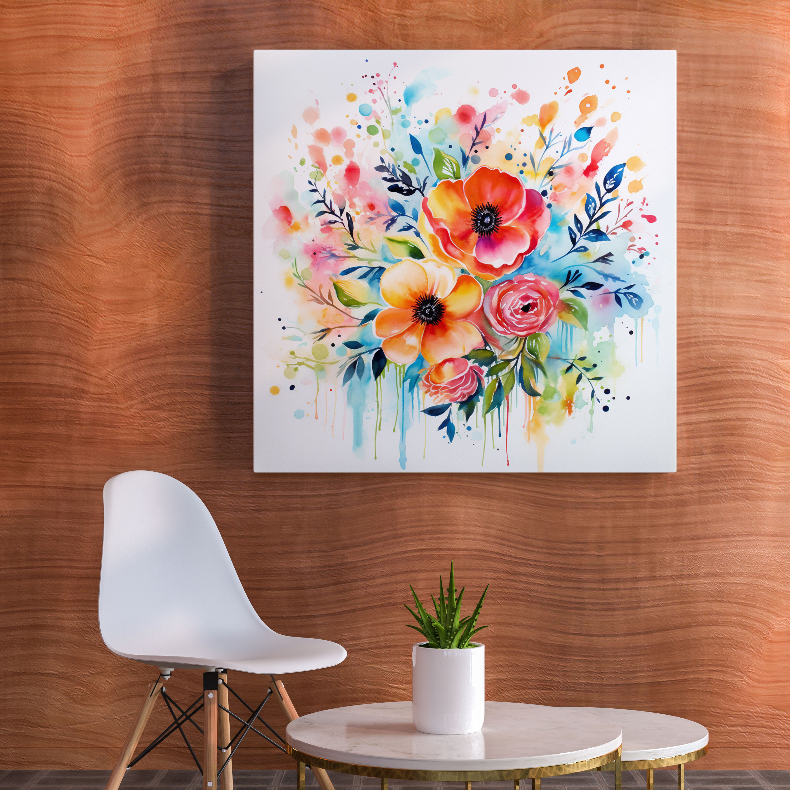 Motivational Canvas Print - Bold Calligraphy Watercolor Flowers - Motivational, Watercolor Flowers, Home Decoration, Wall Art