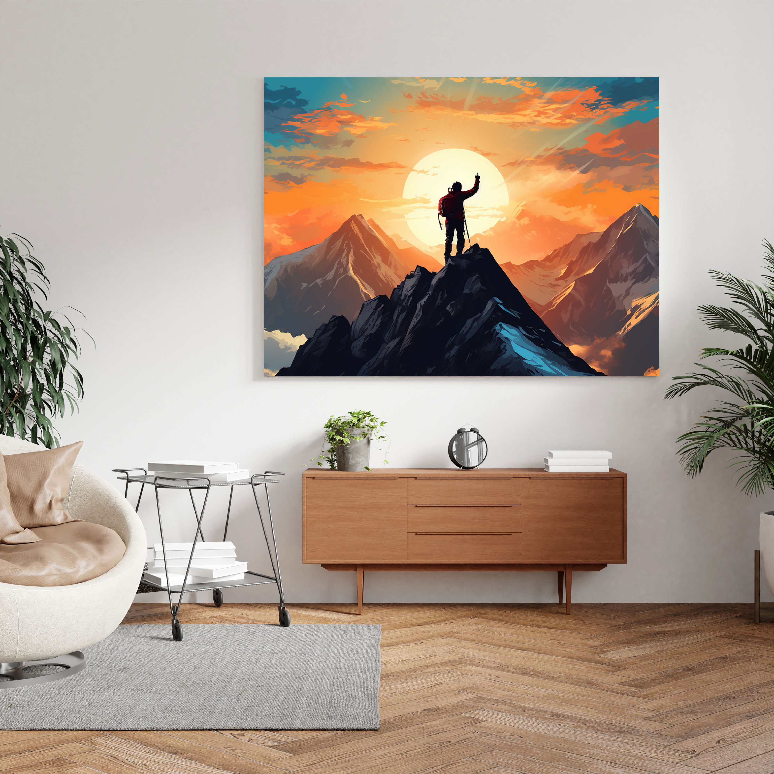 Motivational Mountain Summit Canvas Print - Motivational, Sunset, Mountain Summit, Silhouette