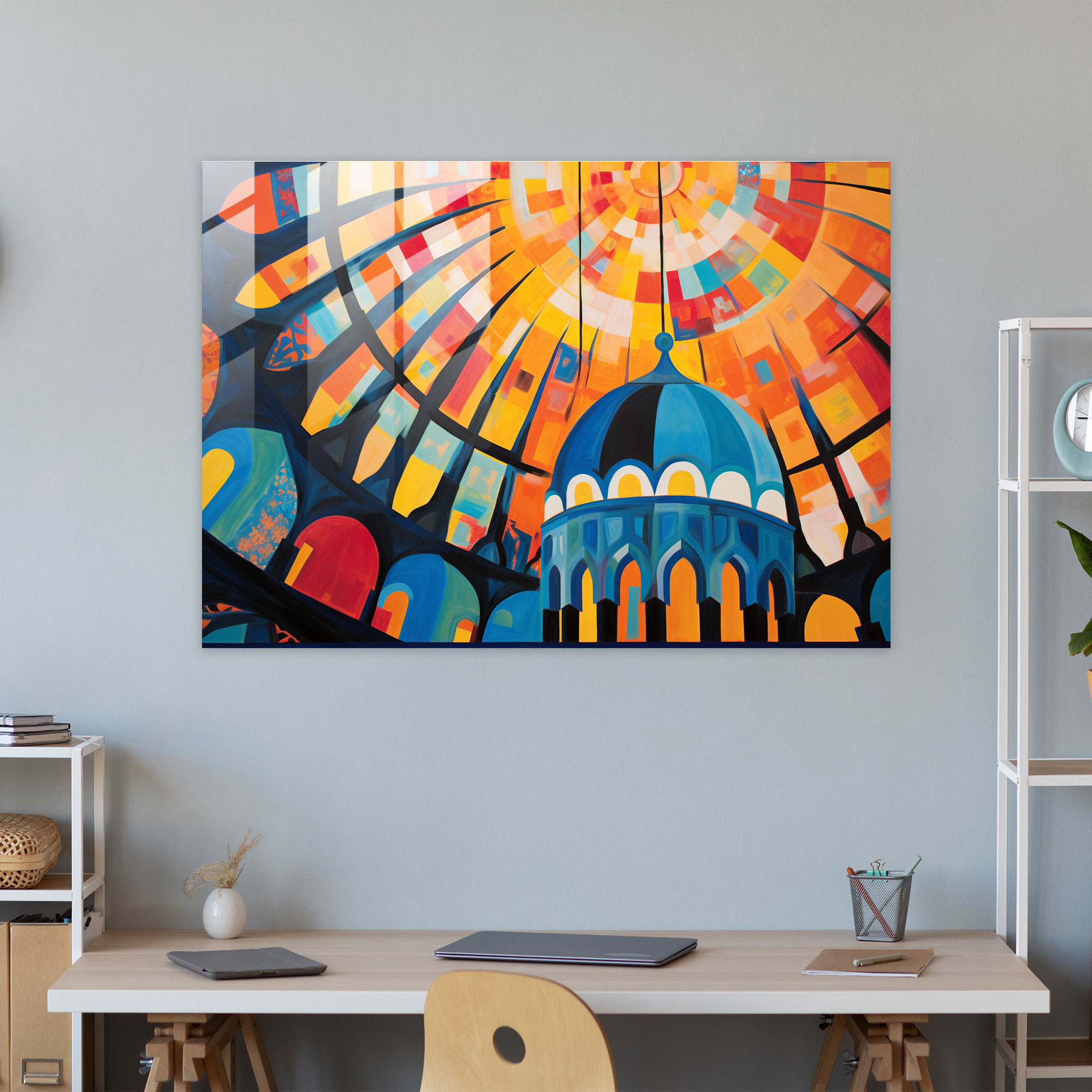 Abstract Glass Print Of Mosque Dome - Mosque, Modern Art, Home Decoration, Glass Wall Art