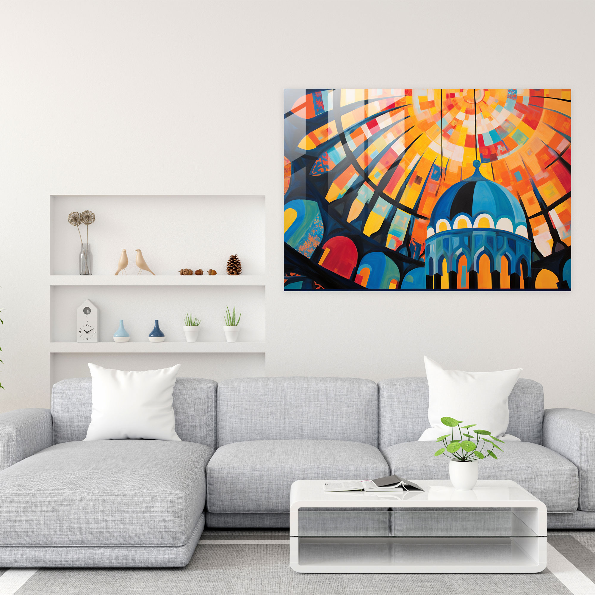 Abstract Glass Print Of Mosque Dome - Mosque, Modern Art, Home Decoration, Glass Wall Art