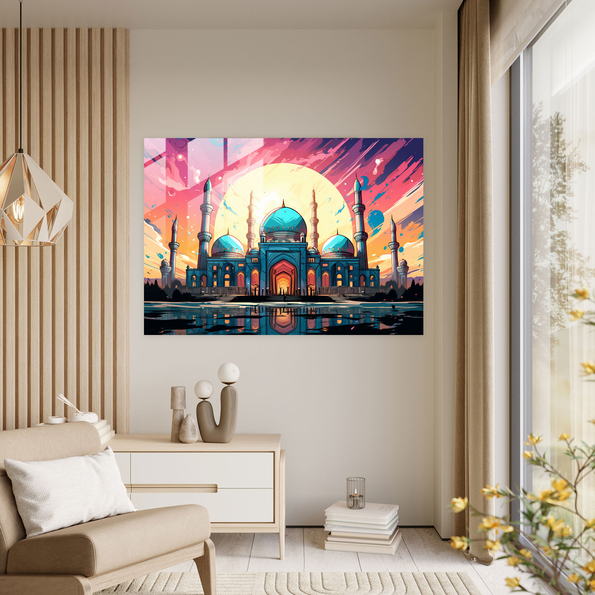 Gelecek Odaklı Cam Tablo Pop Art Camisi - Cam Duvar Sanatı Cam Tablo