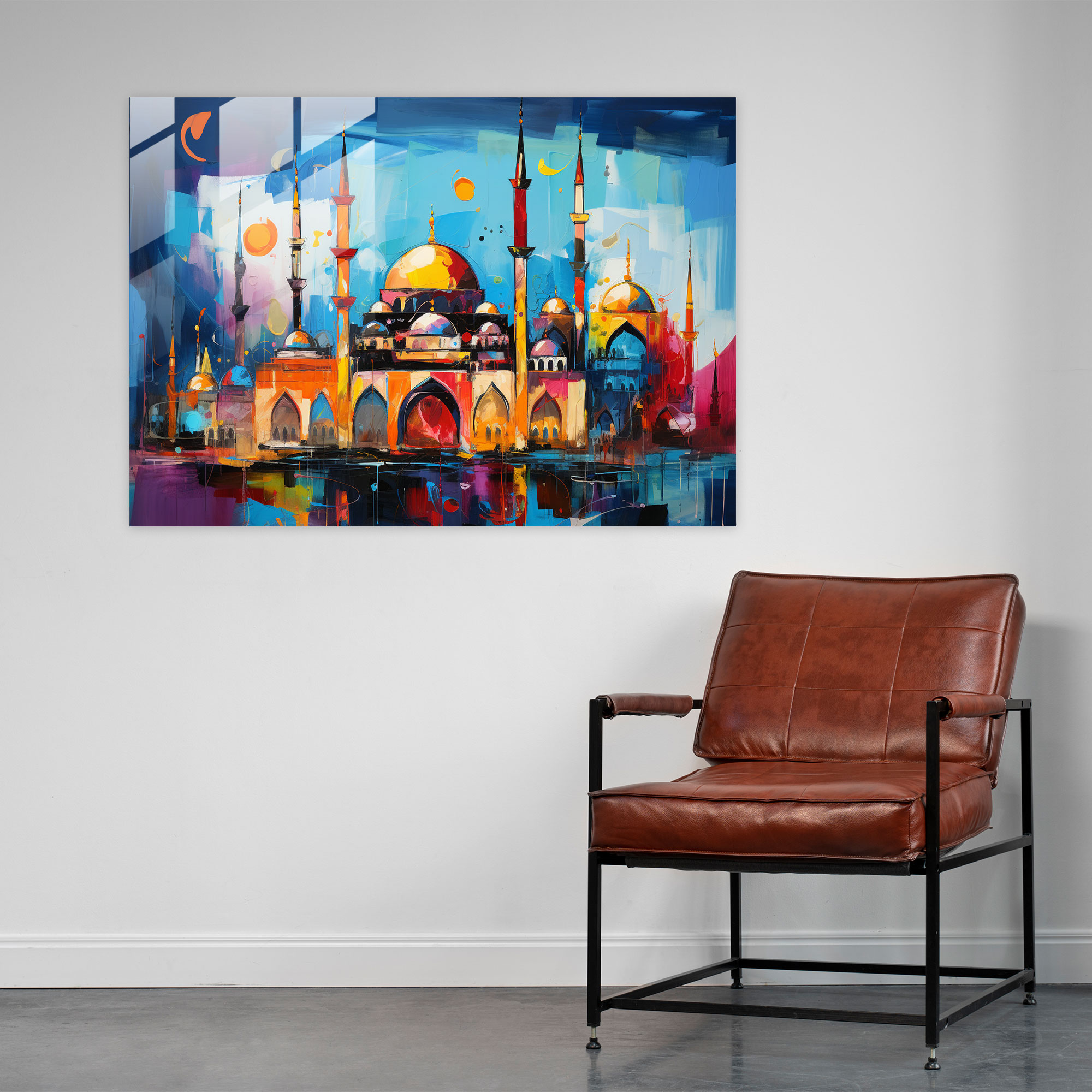 Abstract Expressionist Glass Print Mosque - Mosque, Mosque, Glass Art, Modern Art