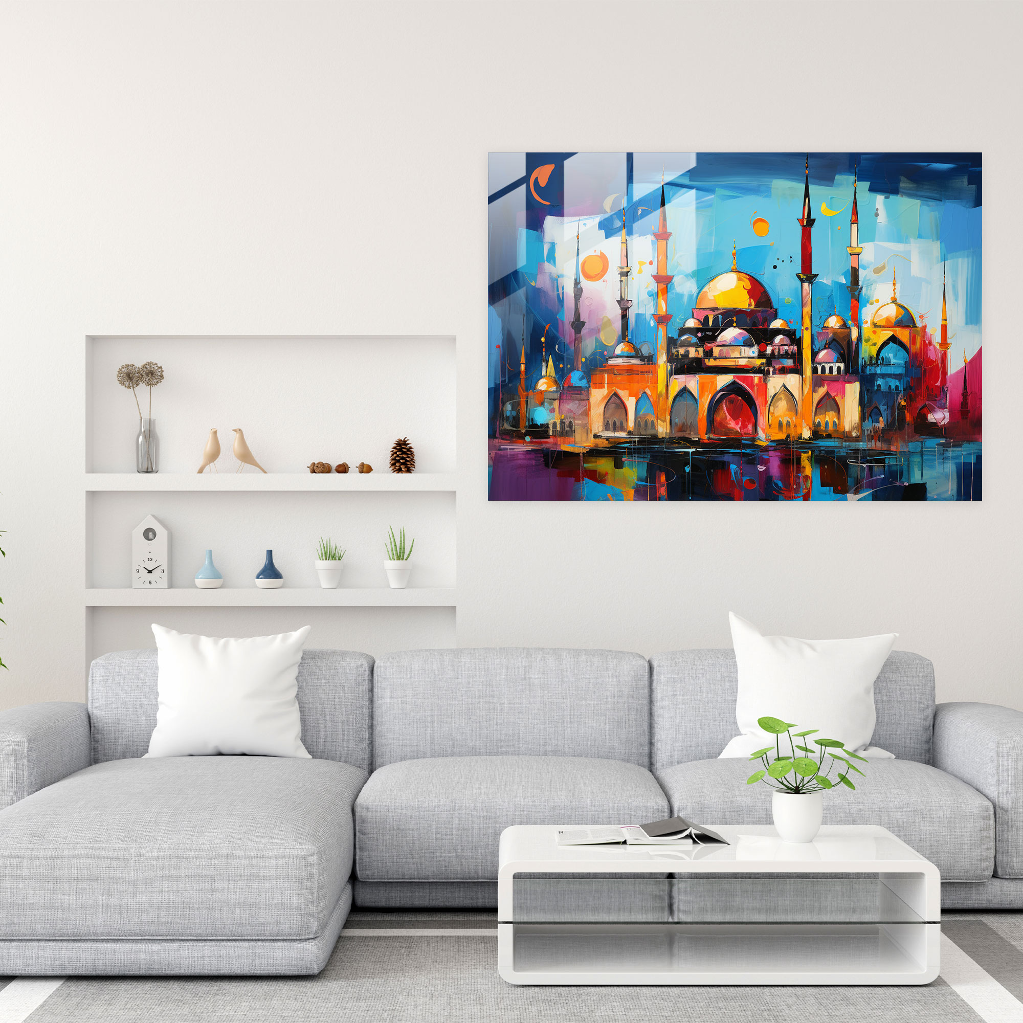 Abstract Expressionist Glass Print Mosque - Mosque, Mosque, Glass Art, Modern Art