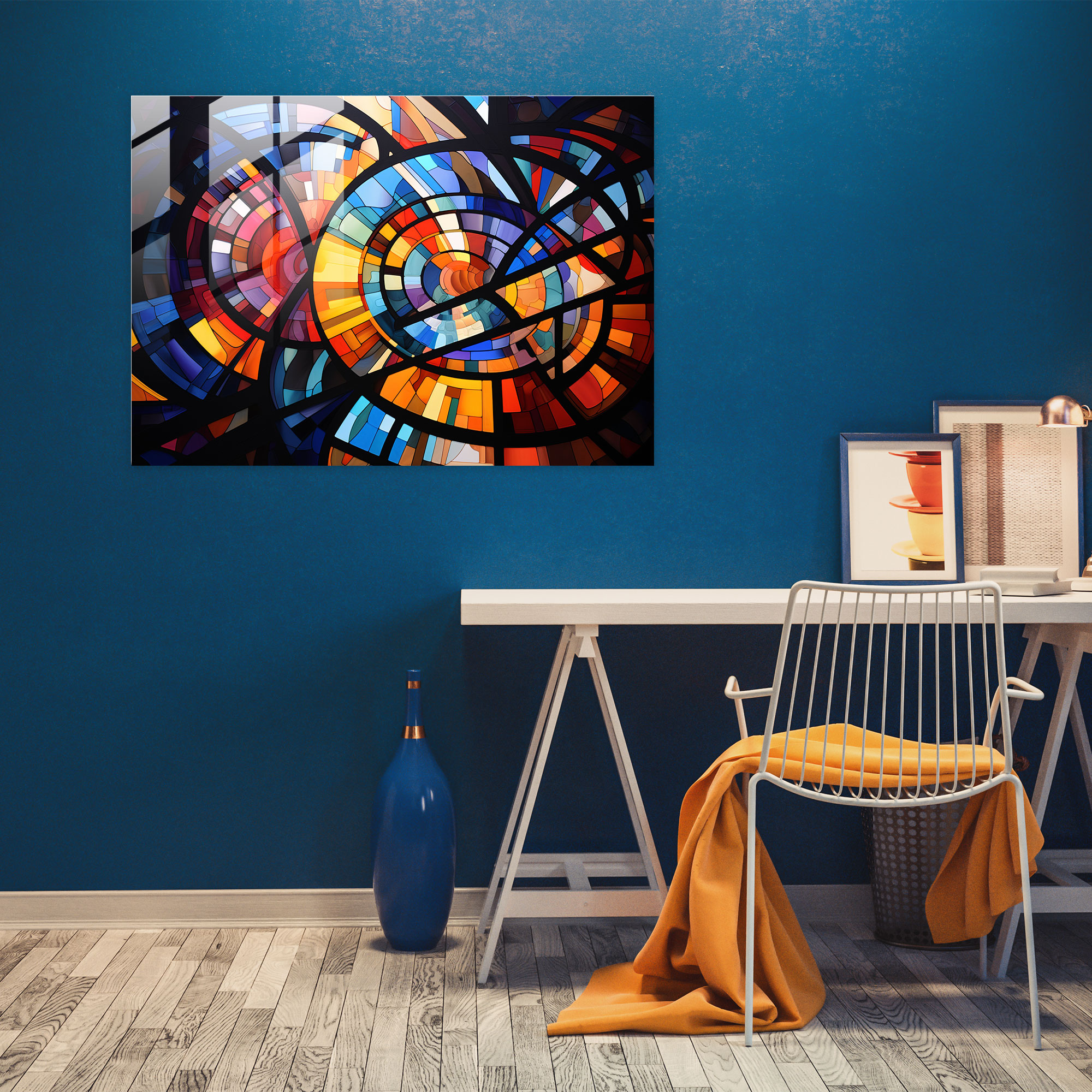 Cami Desenli Geometrik Cam Tablo Sanatı