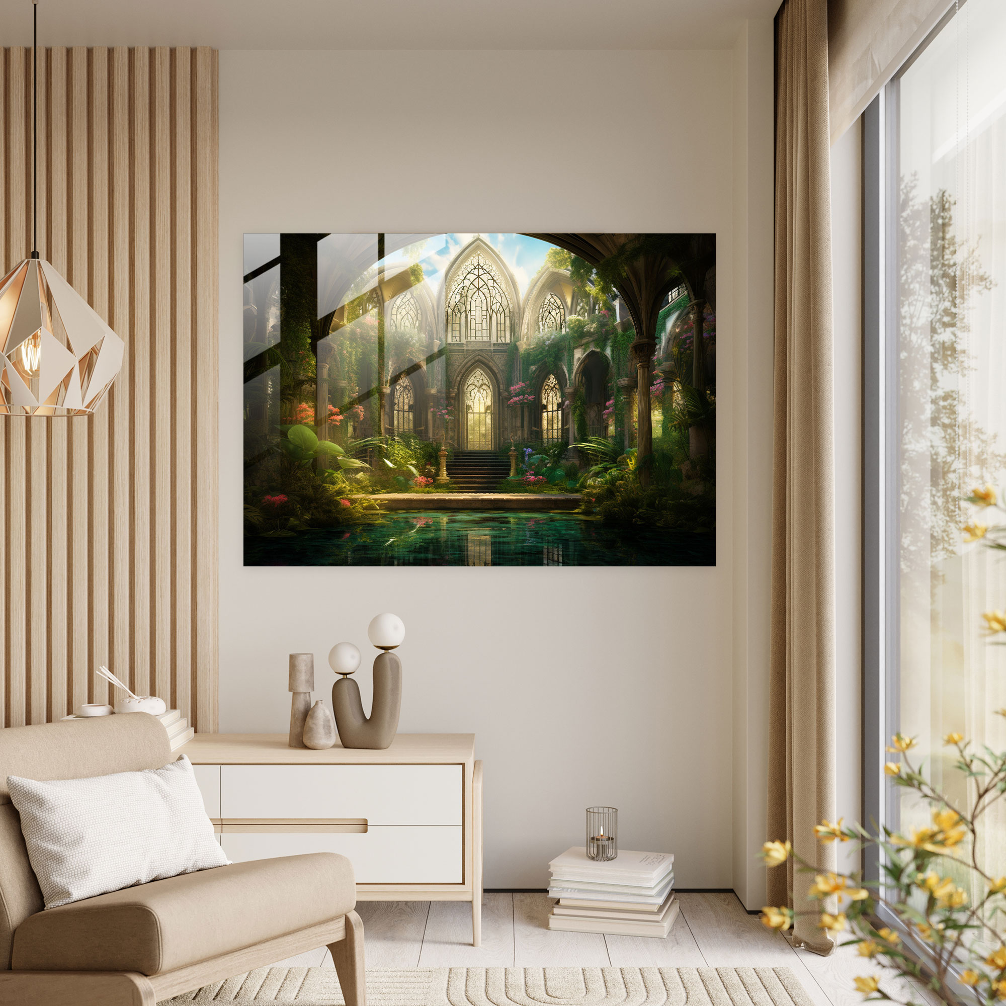 Canlı Camlı Cami Duvar Sanatı - Cami Ev Dekorasyonu Huzur Veren Güzellik