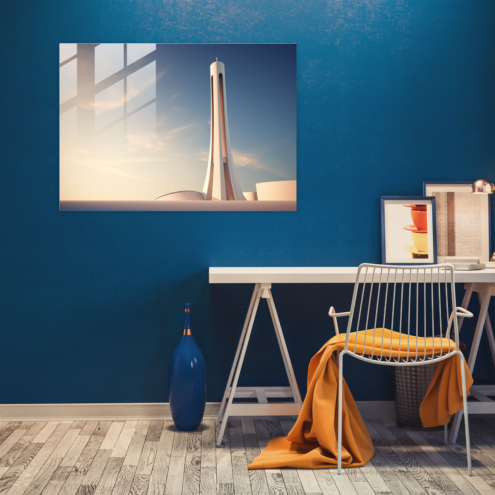 Minimalist Cam Tablo - Cami Zarif Çizgiler Modern Sanat