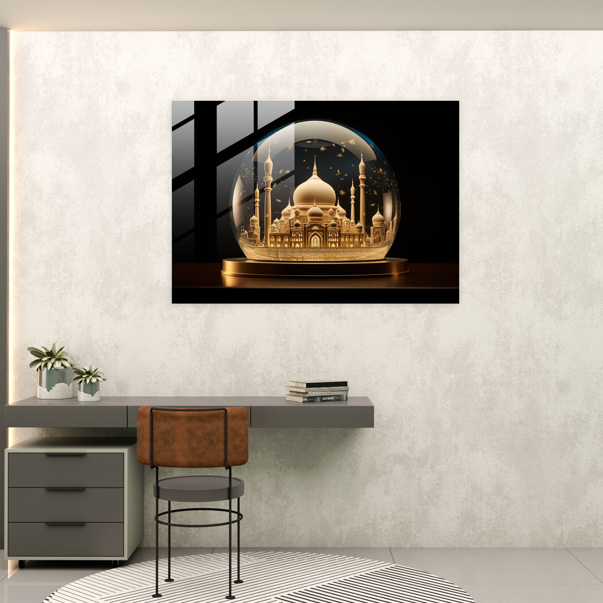 Impressive Mosque Dome Glass Print - Mosque, Majestic Aura, Remarkable Dome, Intricate Details