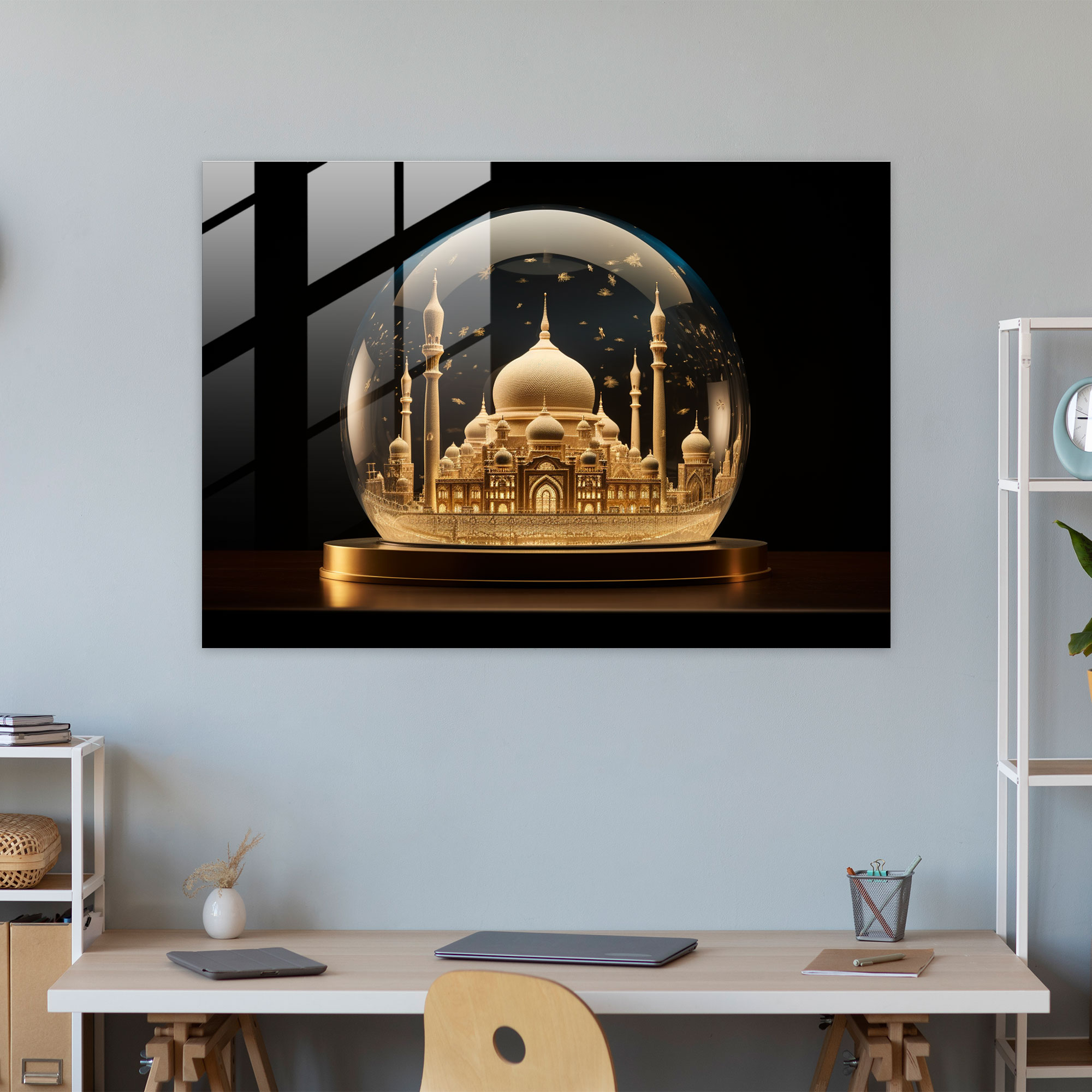 Impressive Mosque Dome Glass Print - Mosque, Majestic Aura, Remarkable Dome, Intricate Details