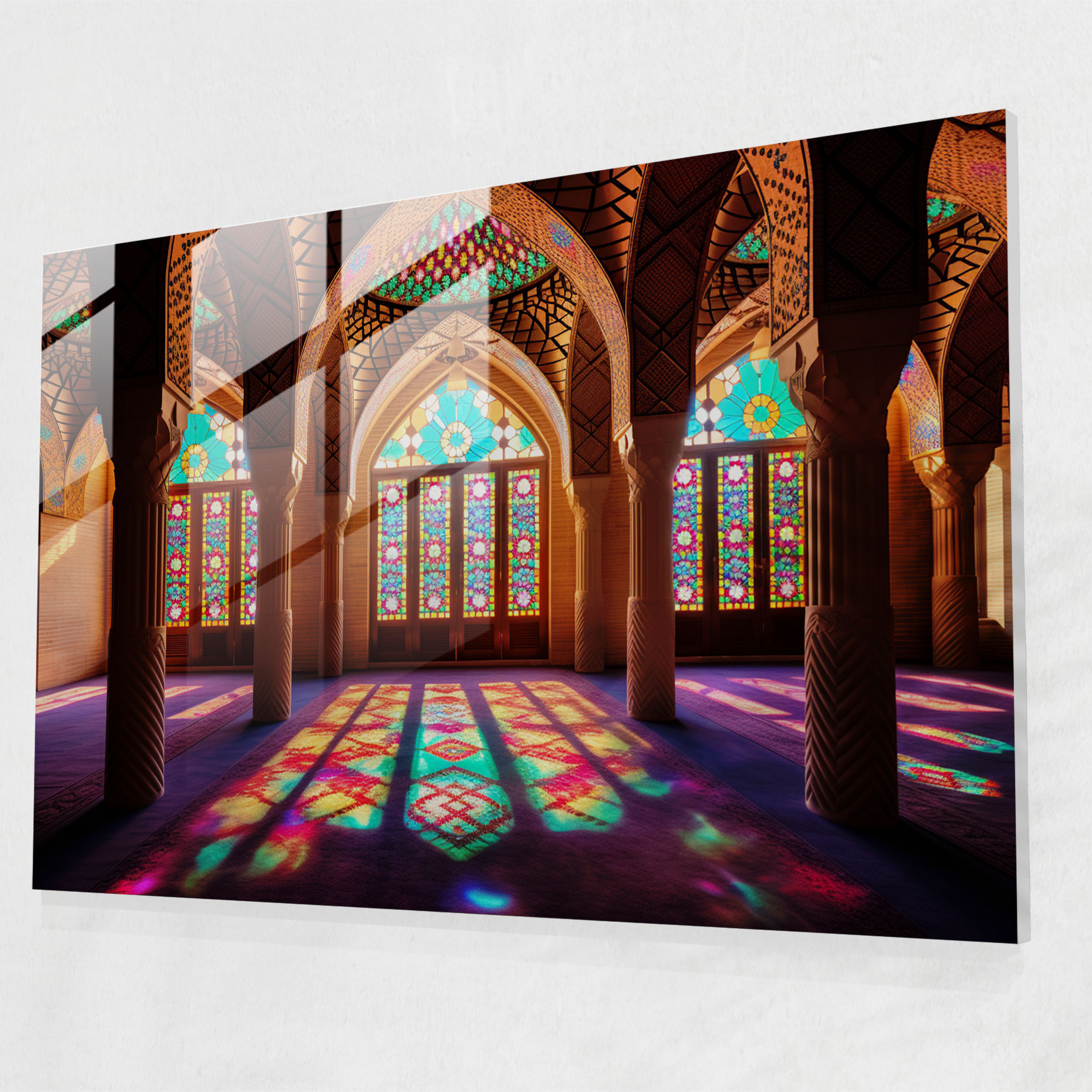 Görkemli Cam Duvar Sanatı Camii - Camii Tablosu