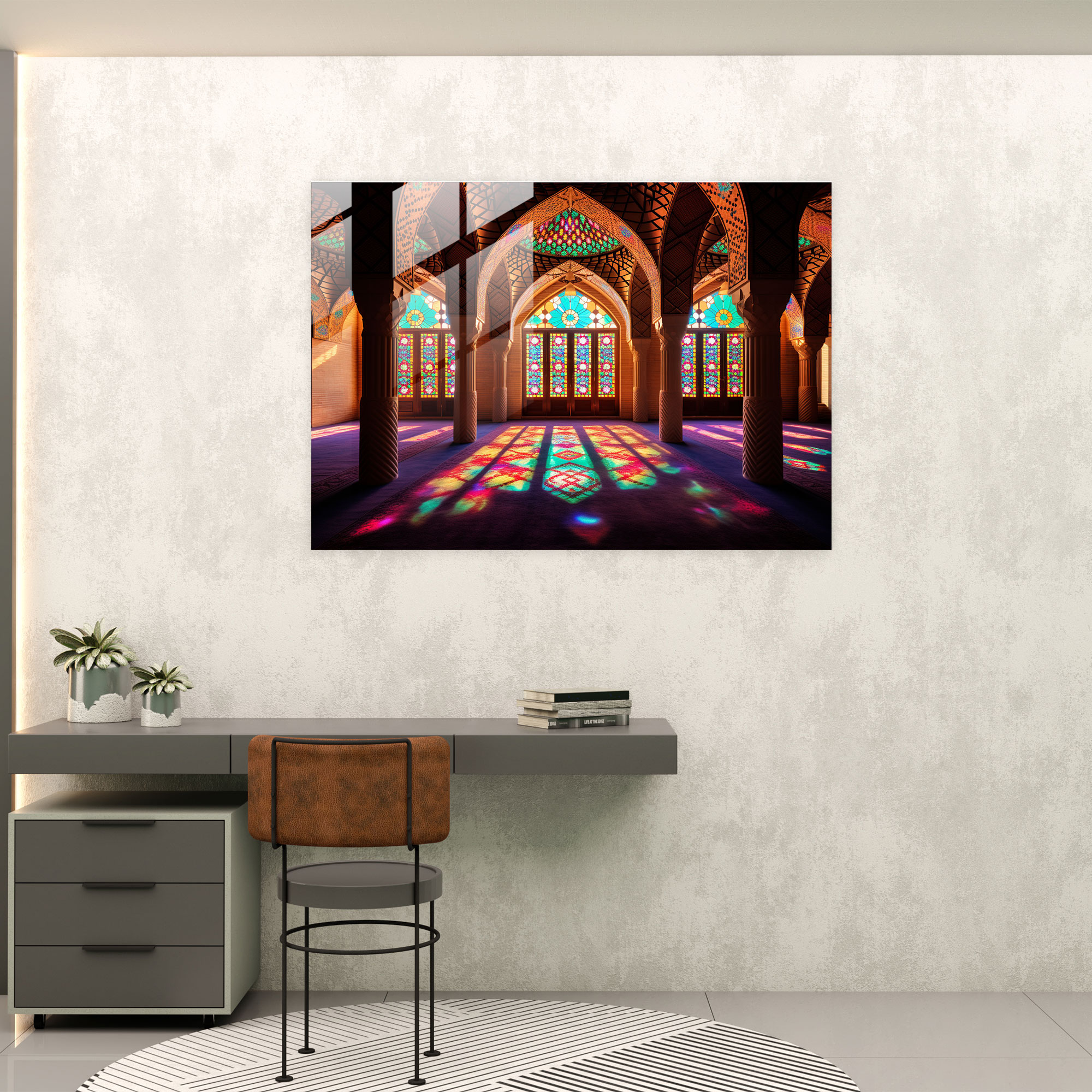 Görkemli Cam Duvar Sanatı Camii - Camii Tablosu