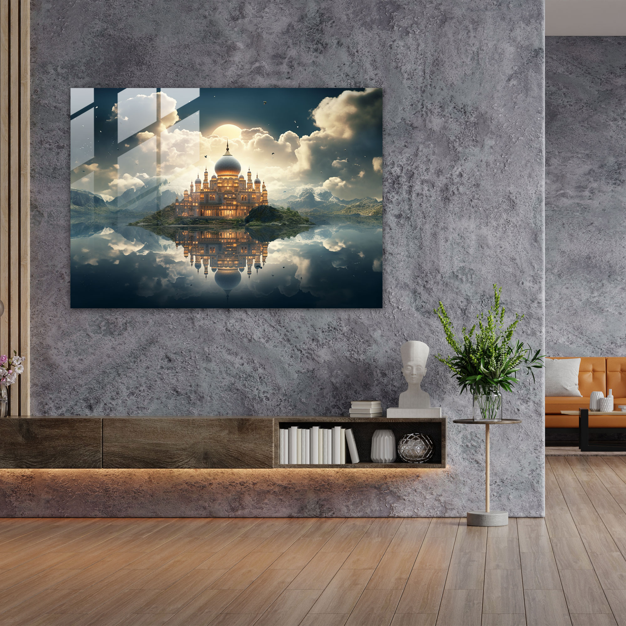 Dreamscape Cam Tablo - Cami Dijital İllüstrasyon Rüya Gibi Manzaralar