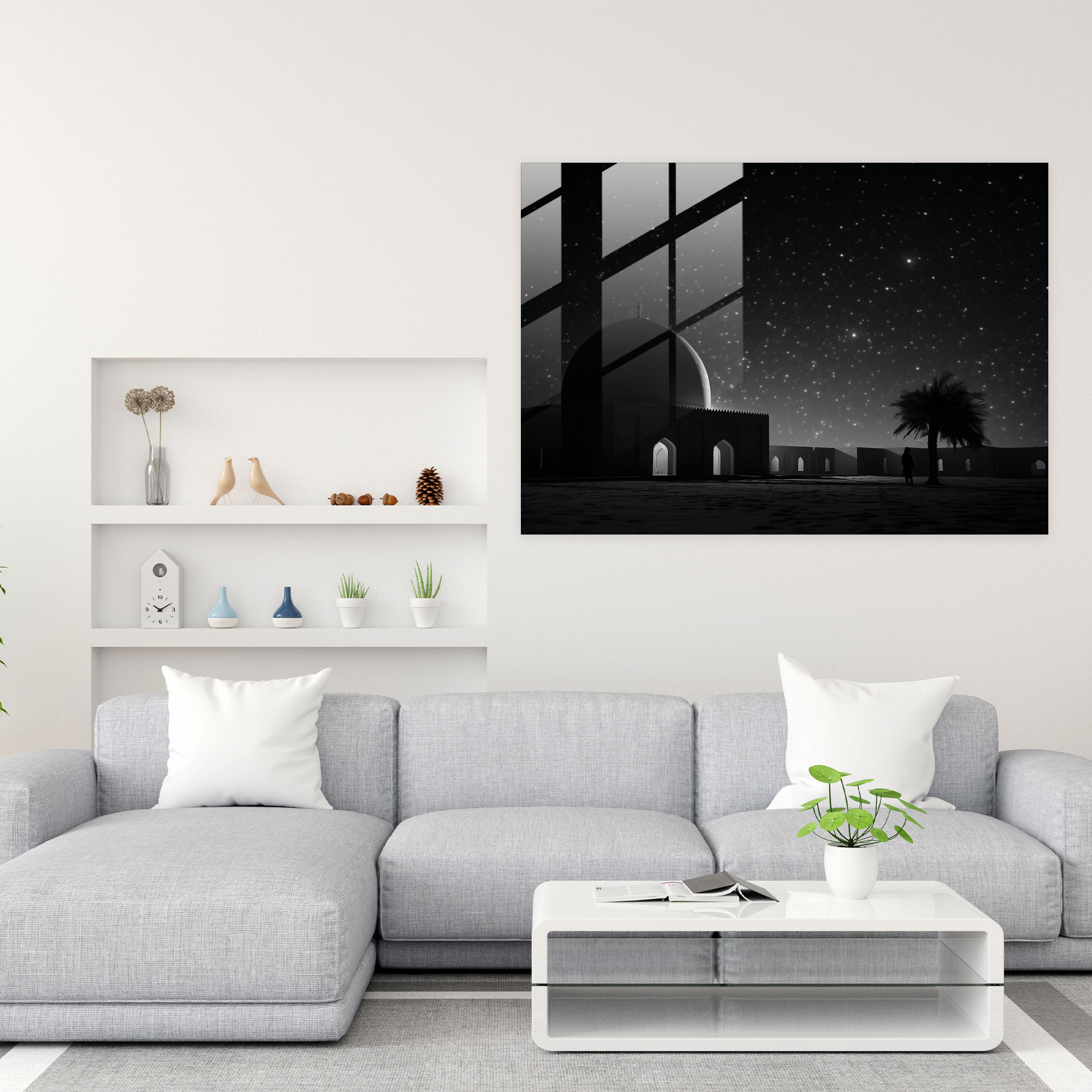 Yıldızlı Gece Cam Tablo - Cam Sanatı Cam Tablo Duvar Dekorasyonu