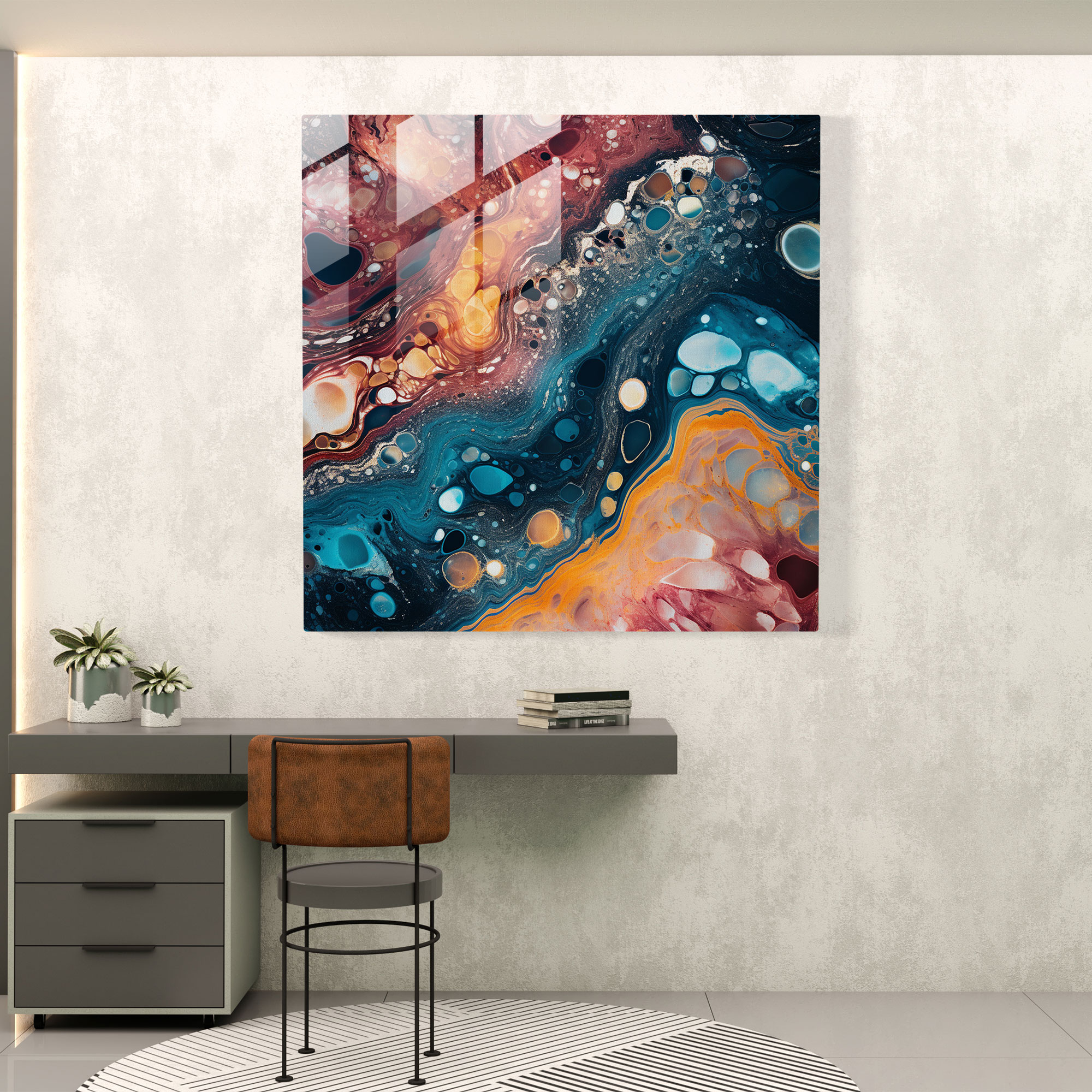 Abstract Marble Glass Print - Marble, Glass Wall Art, Colorful, Abstract