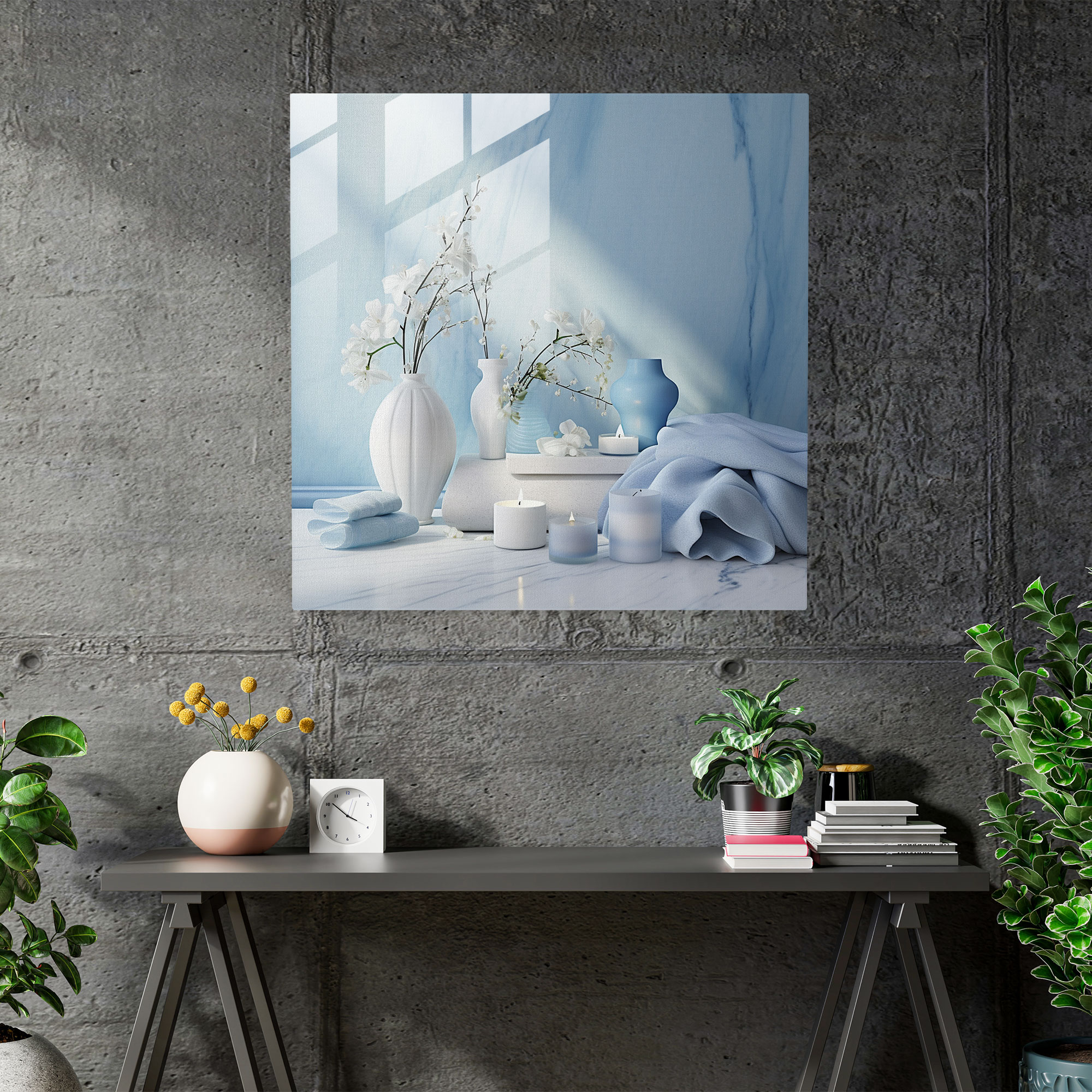 Serene Blue Marble Glass Wall Art - Marble, Modern Art, Glass Print, Serene