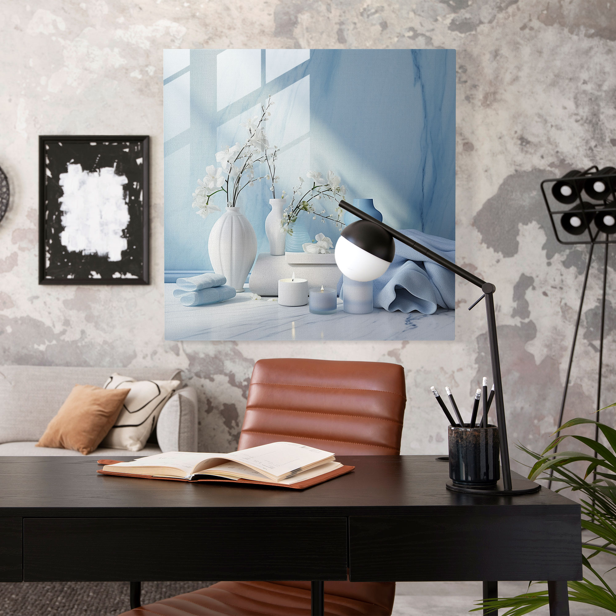 Serene Blue Marble Glass Wall Art - Marble, Modern Art, Glass Print, Serene