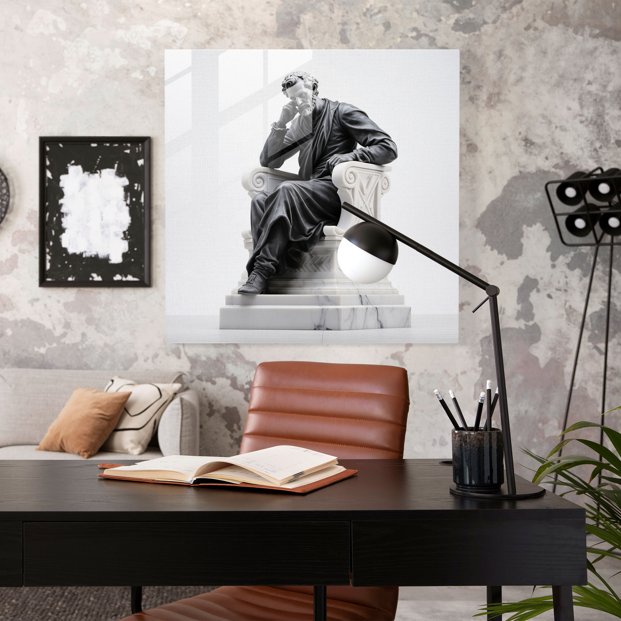 Timeless Marble Glass Print - Marble, Glass Print, Statue, Wall Decoration