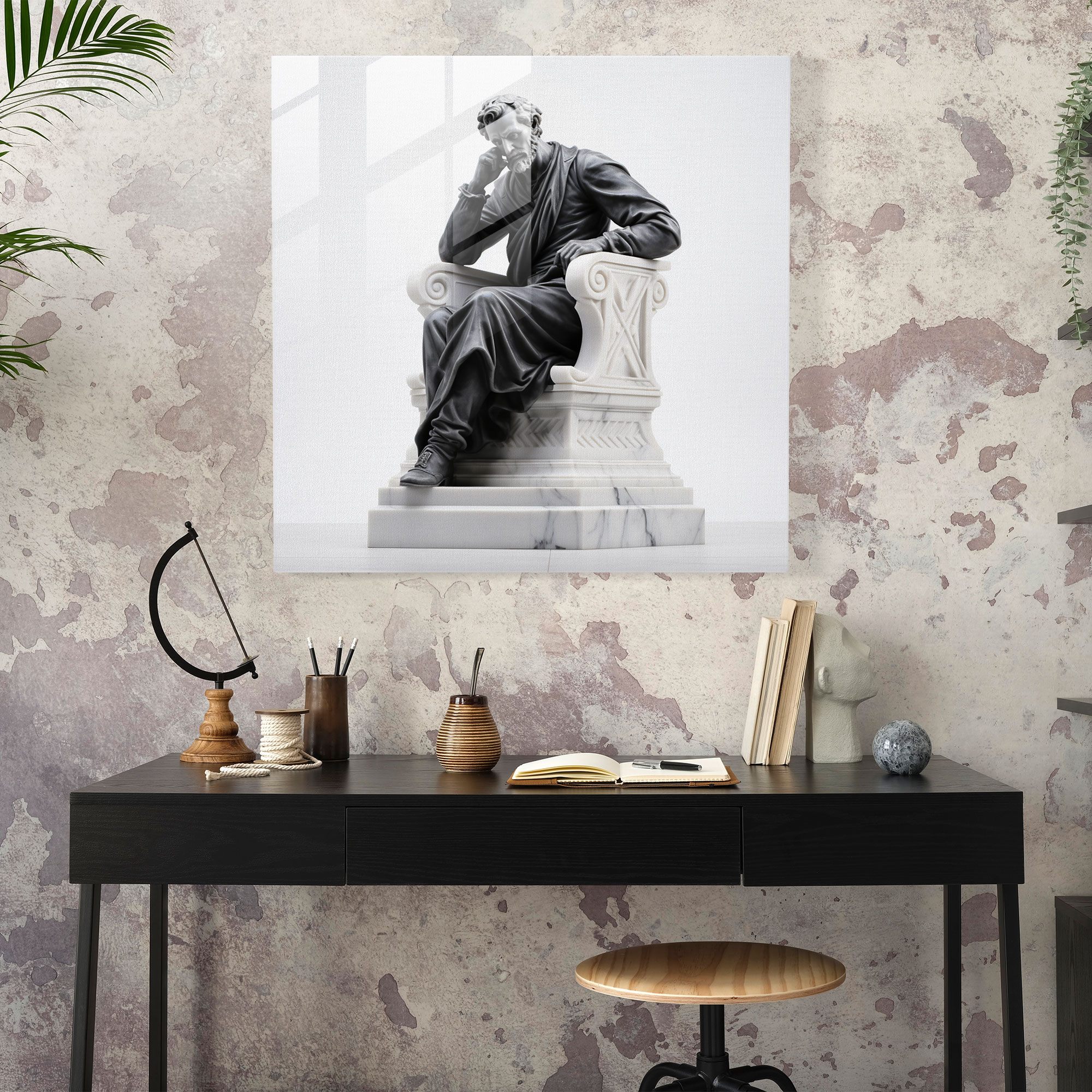 Timeless Marble Glass Print - Marble, Glass Print, Statue, Wall Decoration