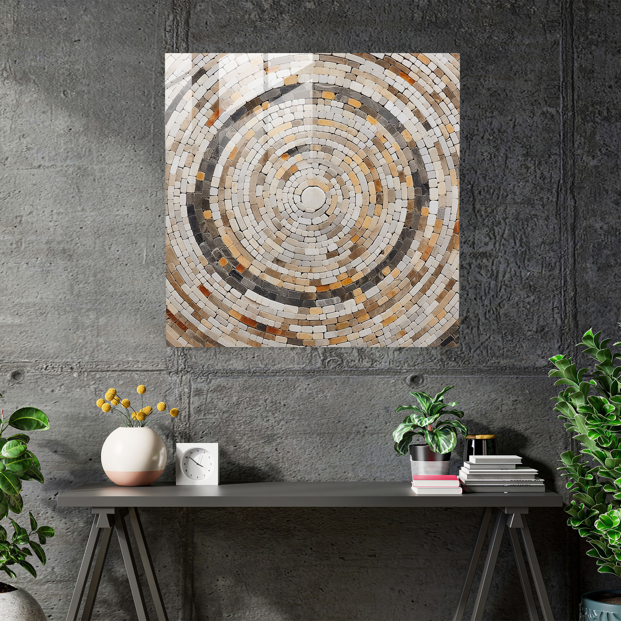 Marble Glass Print - Rustic Mosaic - Marble, Earthy Tones, Rustic Mosaic, Marble