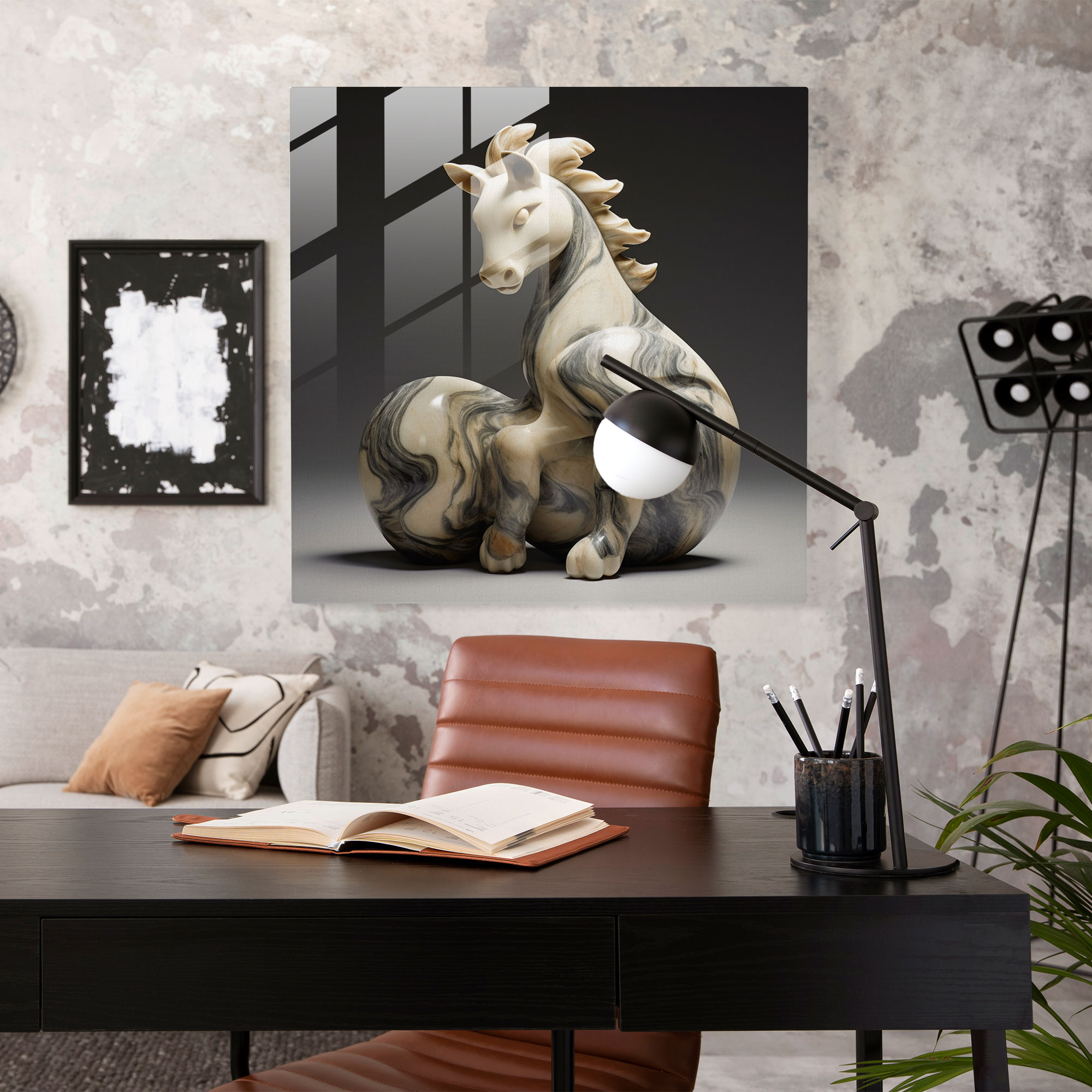 Marble Glass Art - Whimsical Animal Sculpture - Marble, Glass Art, Animal Sculpture, Wall Decoration