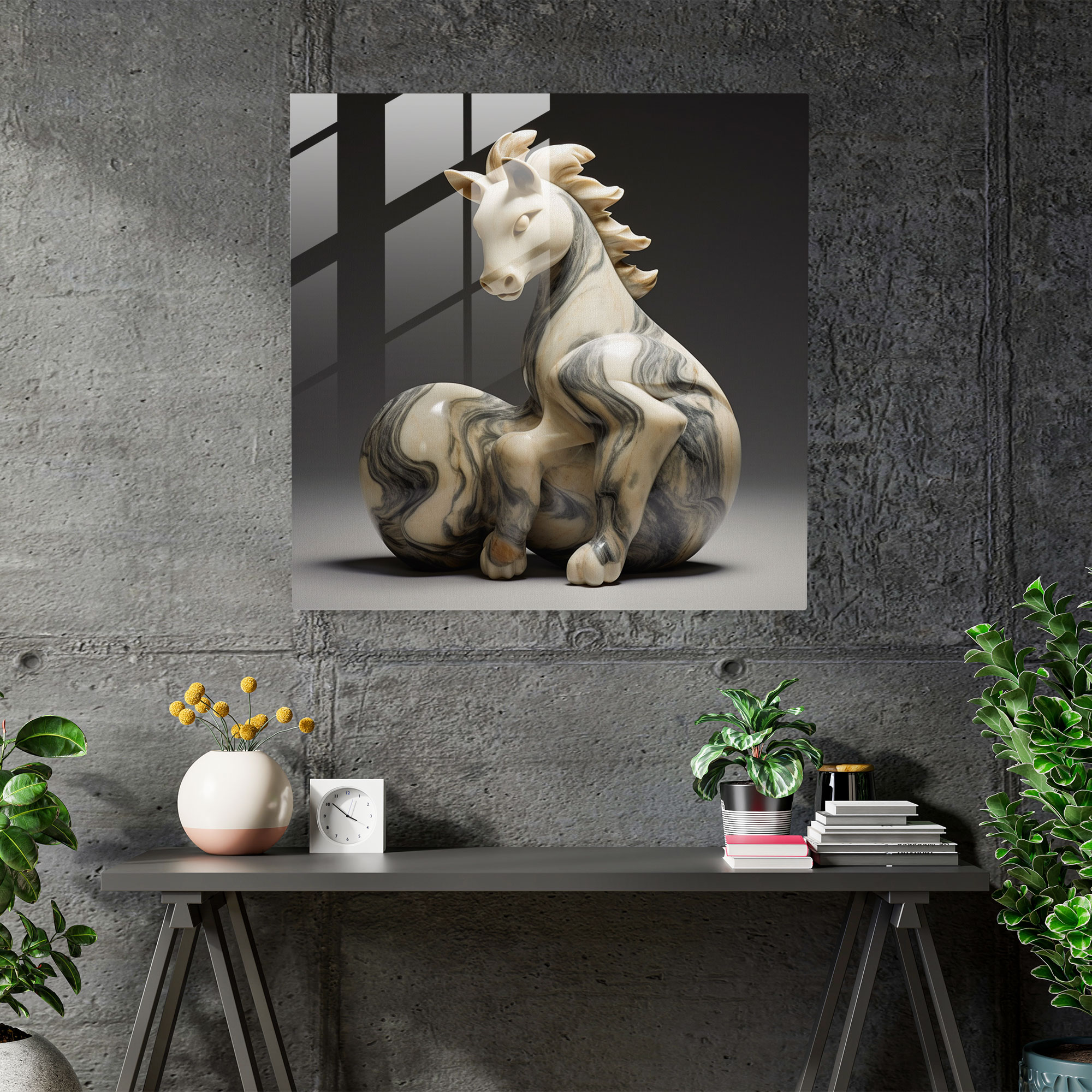 Marble Glass Art - Whimsical Animal Sculpture - Marble, Glass Art, Animal Sculpture, Wall Decoration