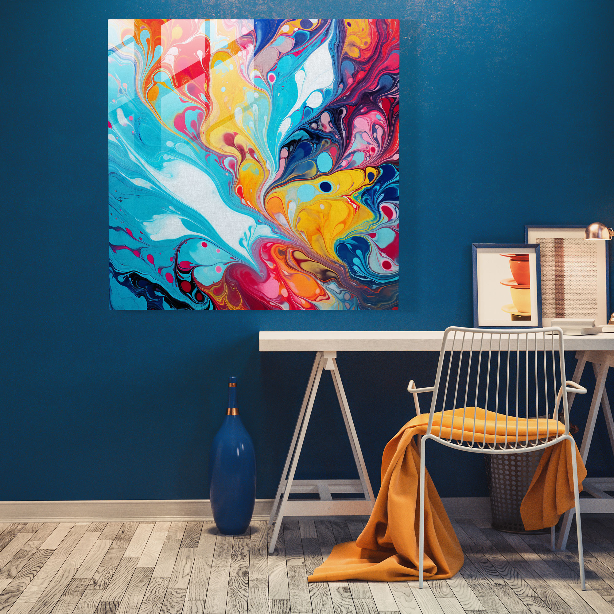 Marble Glass Print - Colorful Explosion - Marble, Glass Art, Marble, Glass Print